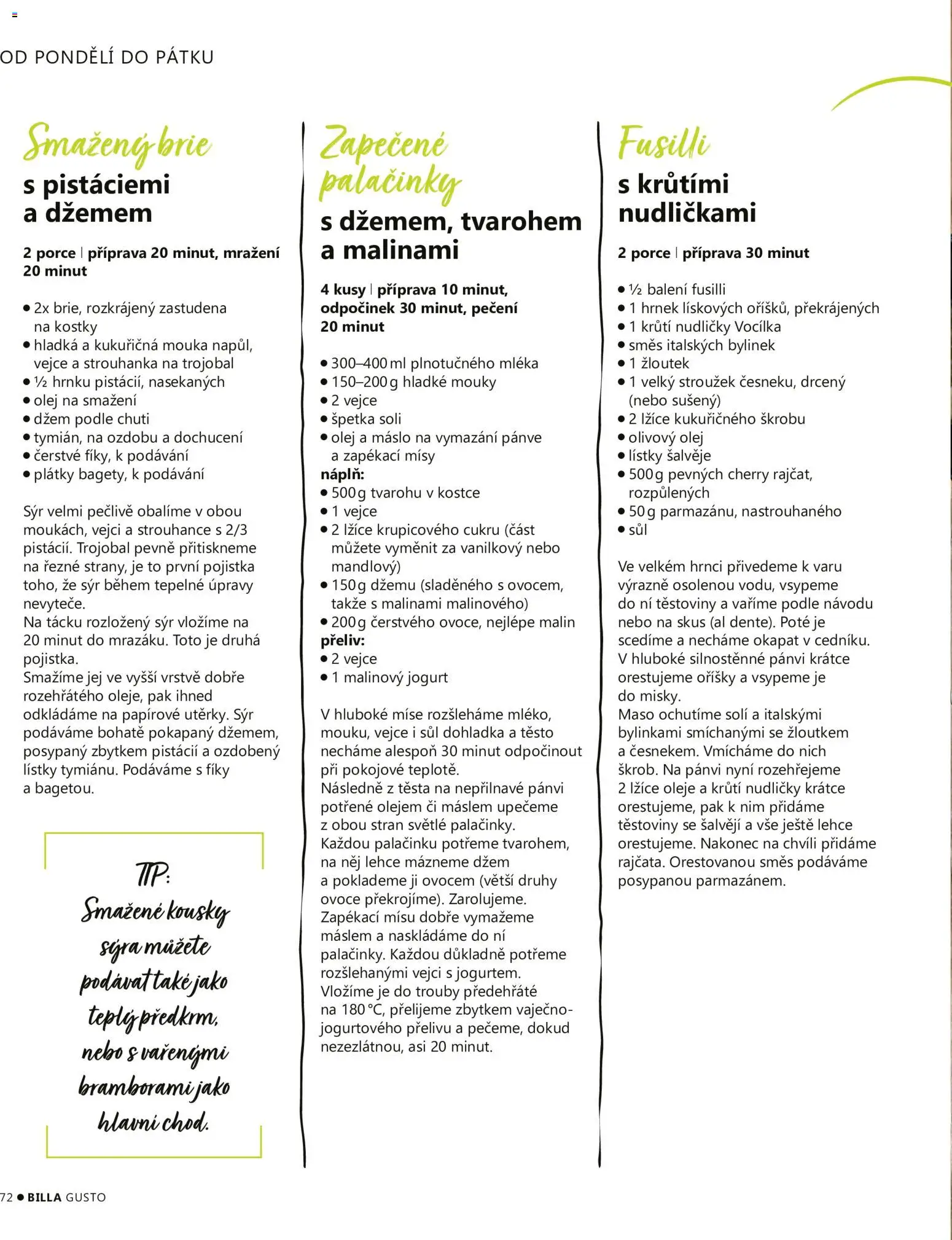 Billa leták - Gusto: Podzim 2026 od 01.09.2026 | Strana: 72 | Produkty: Oleje, Ovoce, Jogurt, Těsto