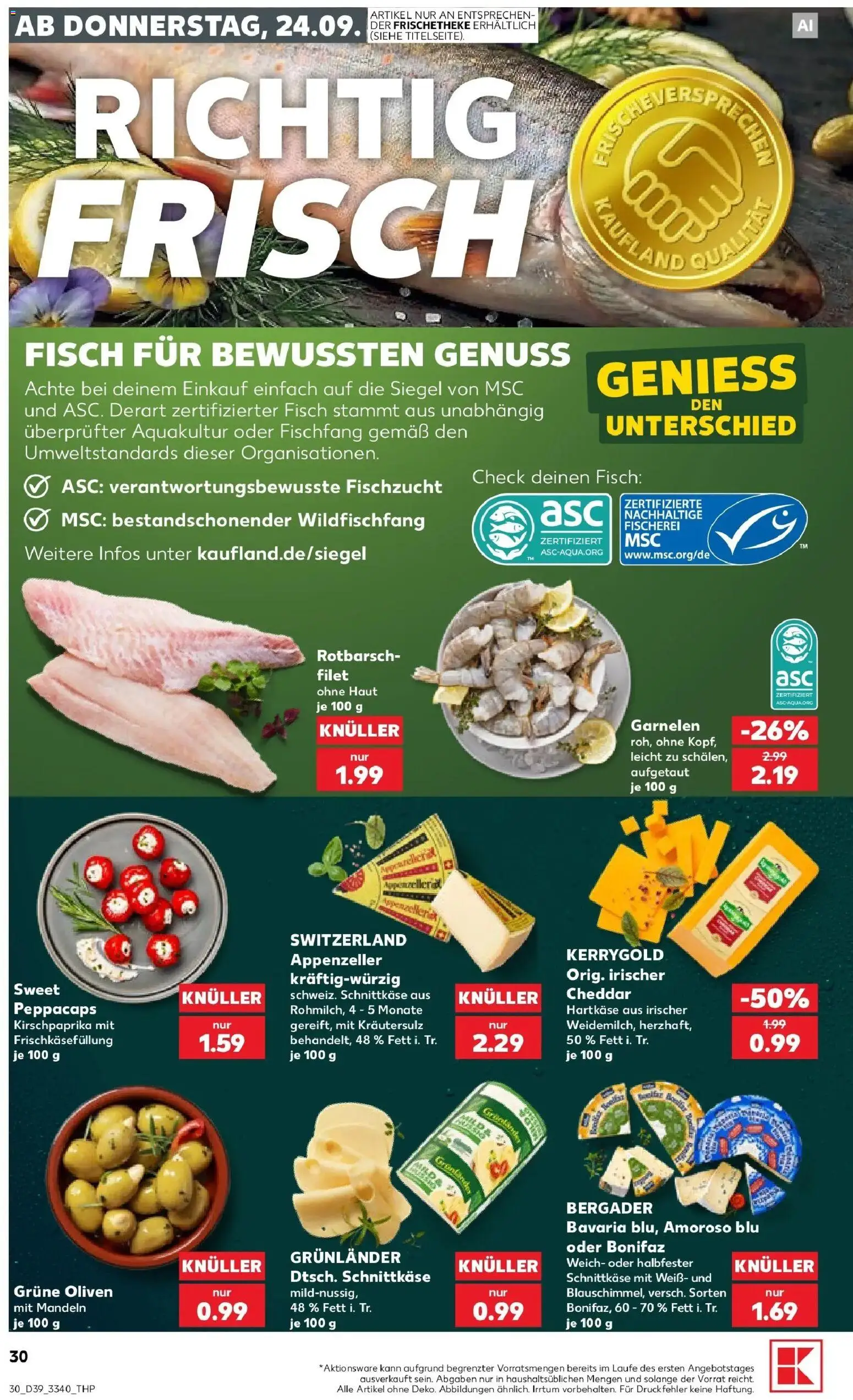 Prospekt Kaufland ab 21.09.2026 » Angebote Online zum Blättern | Seite: 33 | Produkte: Garnelen, Mandeln, Fisch, Grunlander