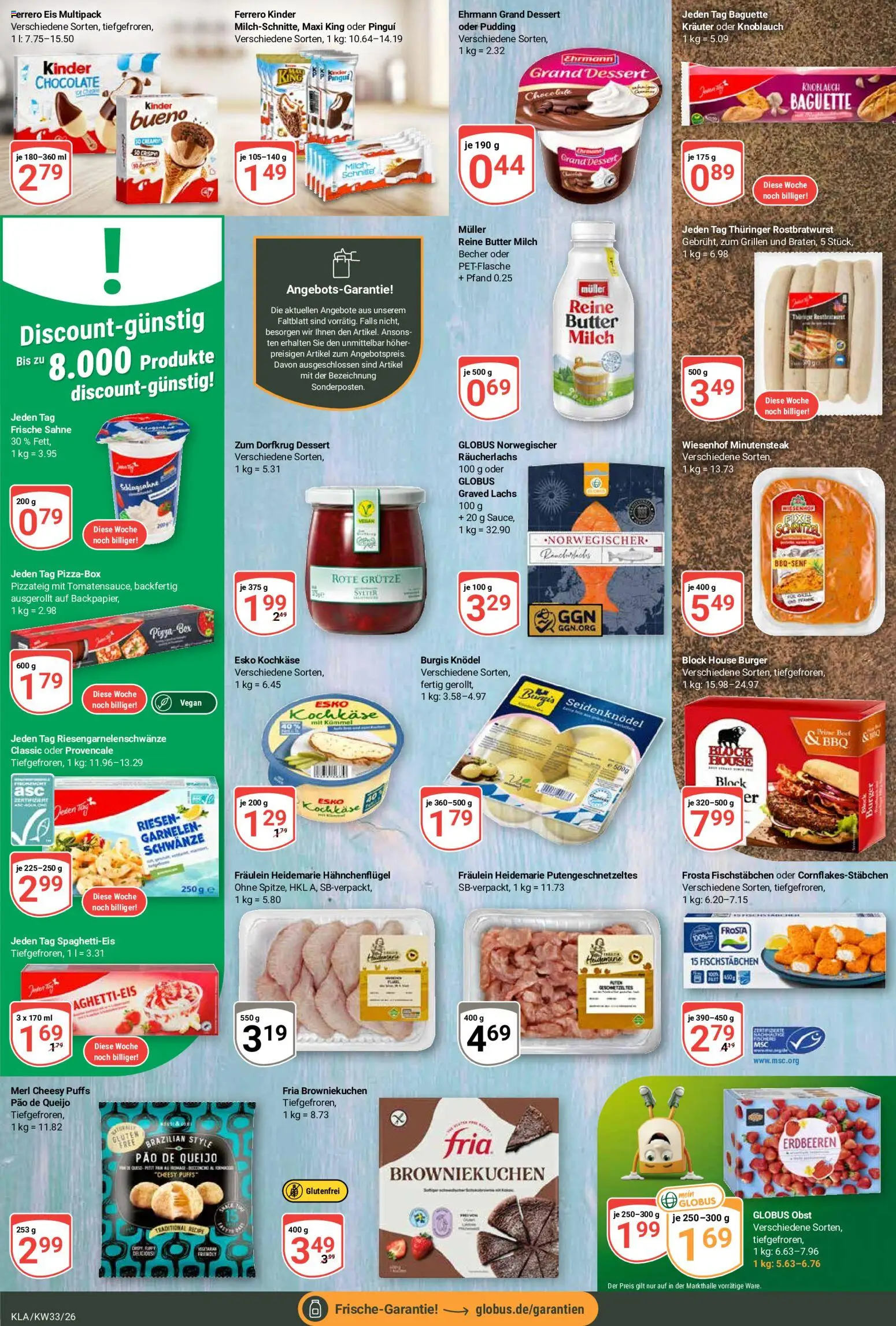 Globus Prospekt Kaiserslautern – gültig ab 10.08.2026 | Seite: 11 | Produkte: Lachs, Knoblauch, Erdbeeren, Eis