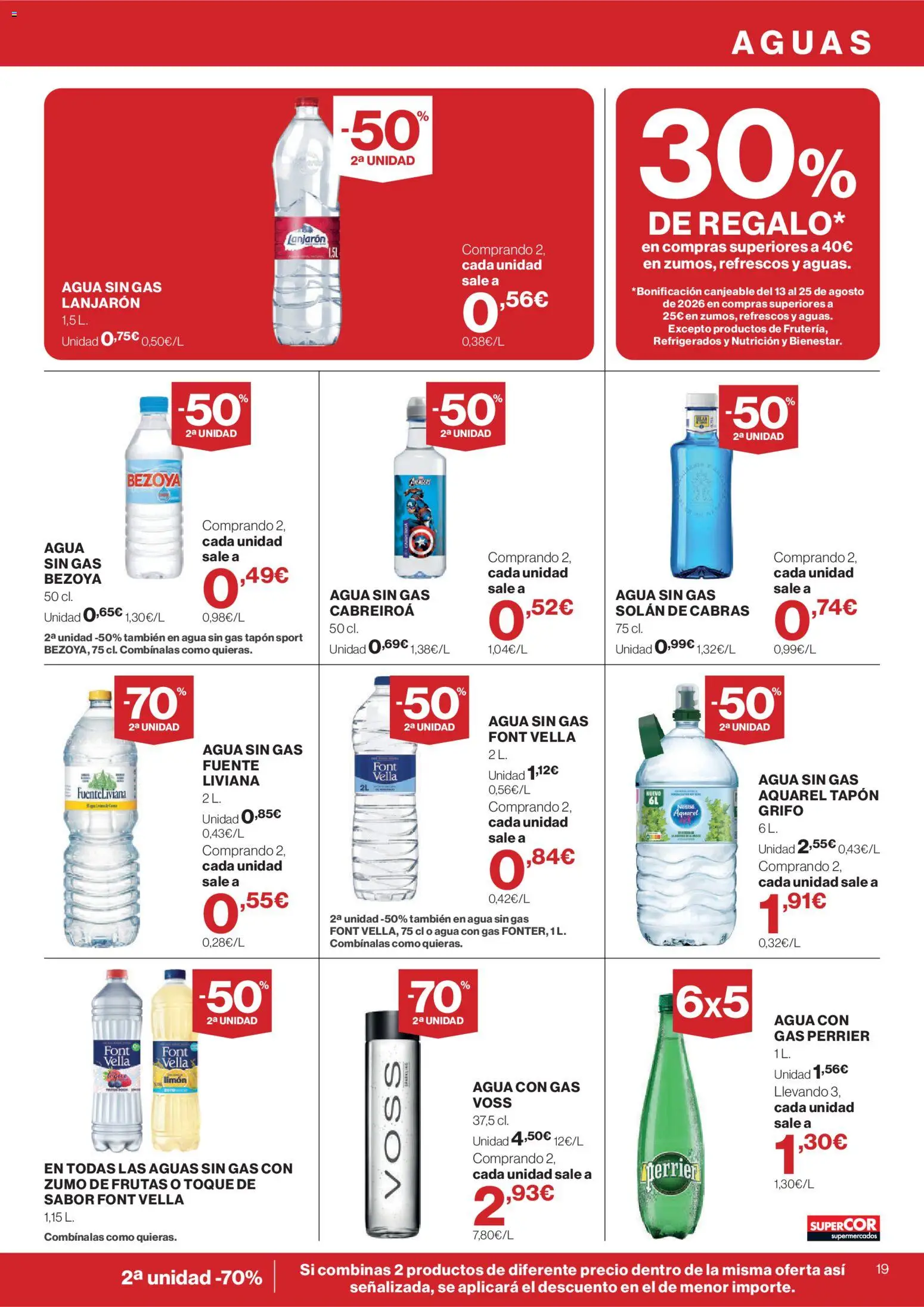 Supercor folleto │ válido desde el 30/07/2026 | Página: 19 | Productos: Agua con gas, Ροζ πιπέρι