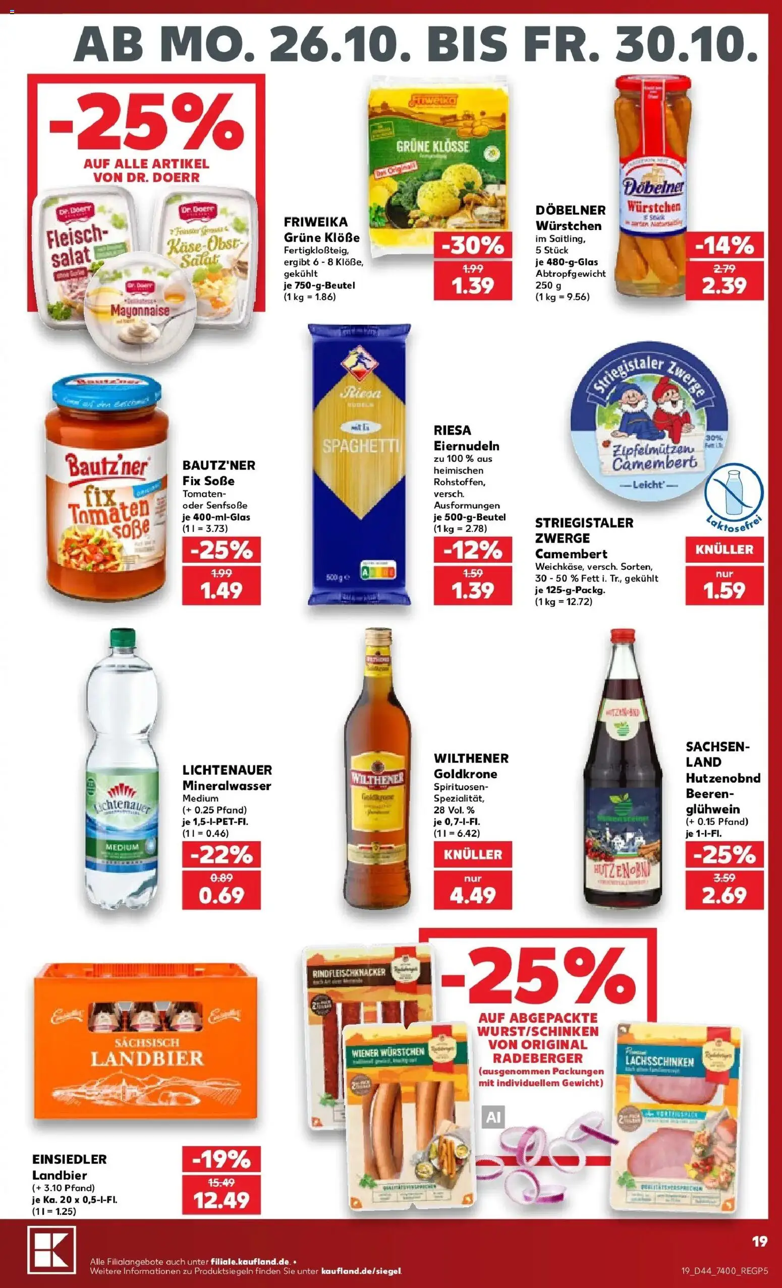 Prospekt Kaufland ab 26.10.2026 » Angebote Online zum Blättern | Seite: 19 | Produkte: Gewicht, Tomaten, Mineralwasser, Fleisch