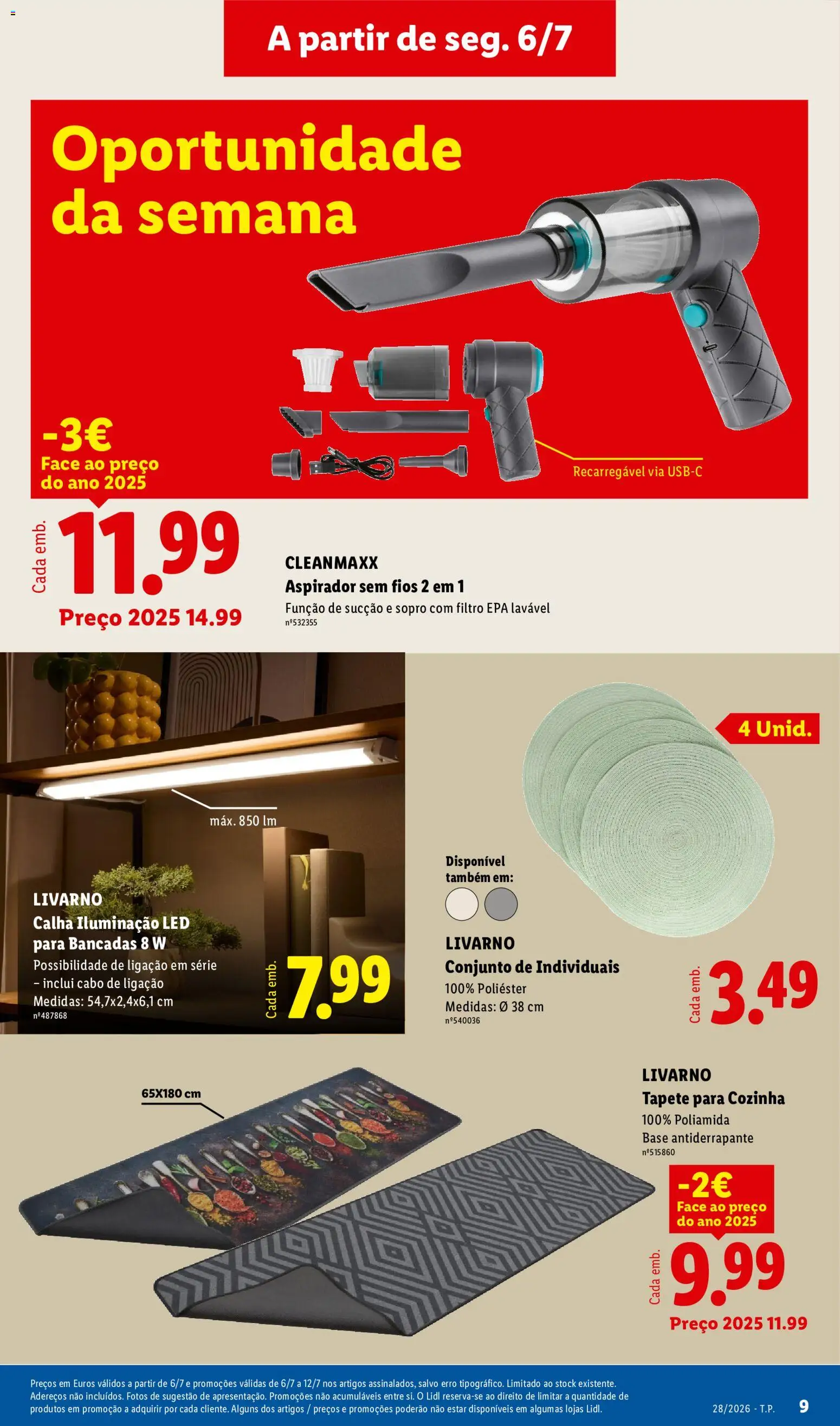 Lidl Novidades │ válido de 06/07/2026 | Página: 9 | Produtos: Cabo, Aspirador, Base, Tapete