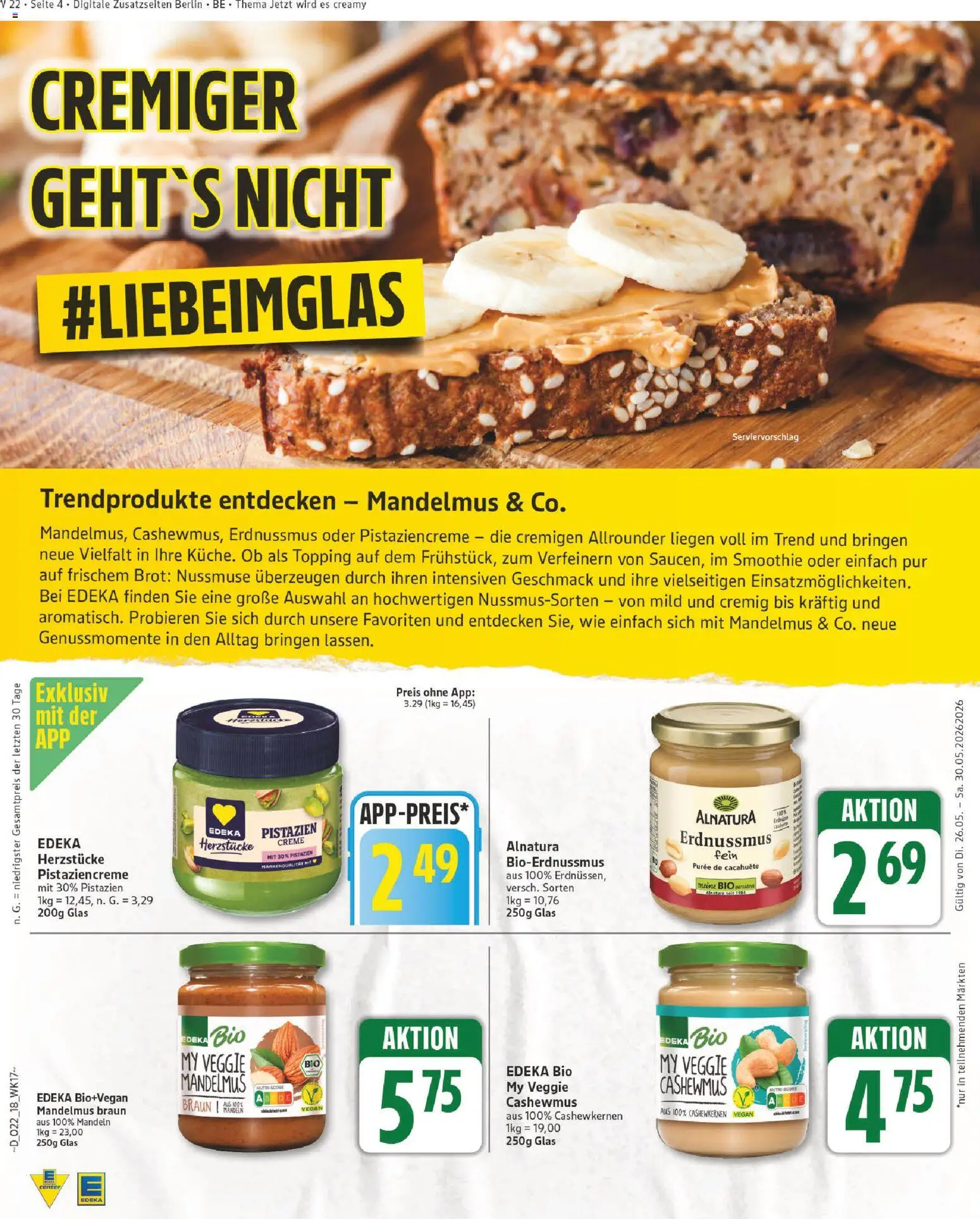 Edeka Prospekt – gültig ab 26.05.2026 | Seite: 18 | Produkte: Butter, Mandeln, Creme, Brot