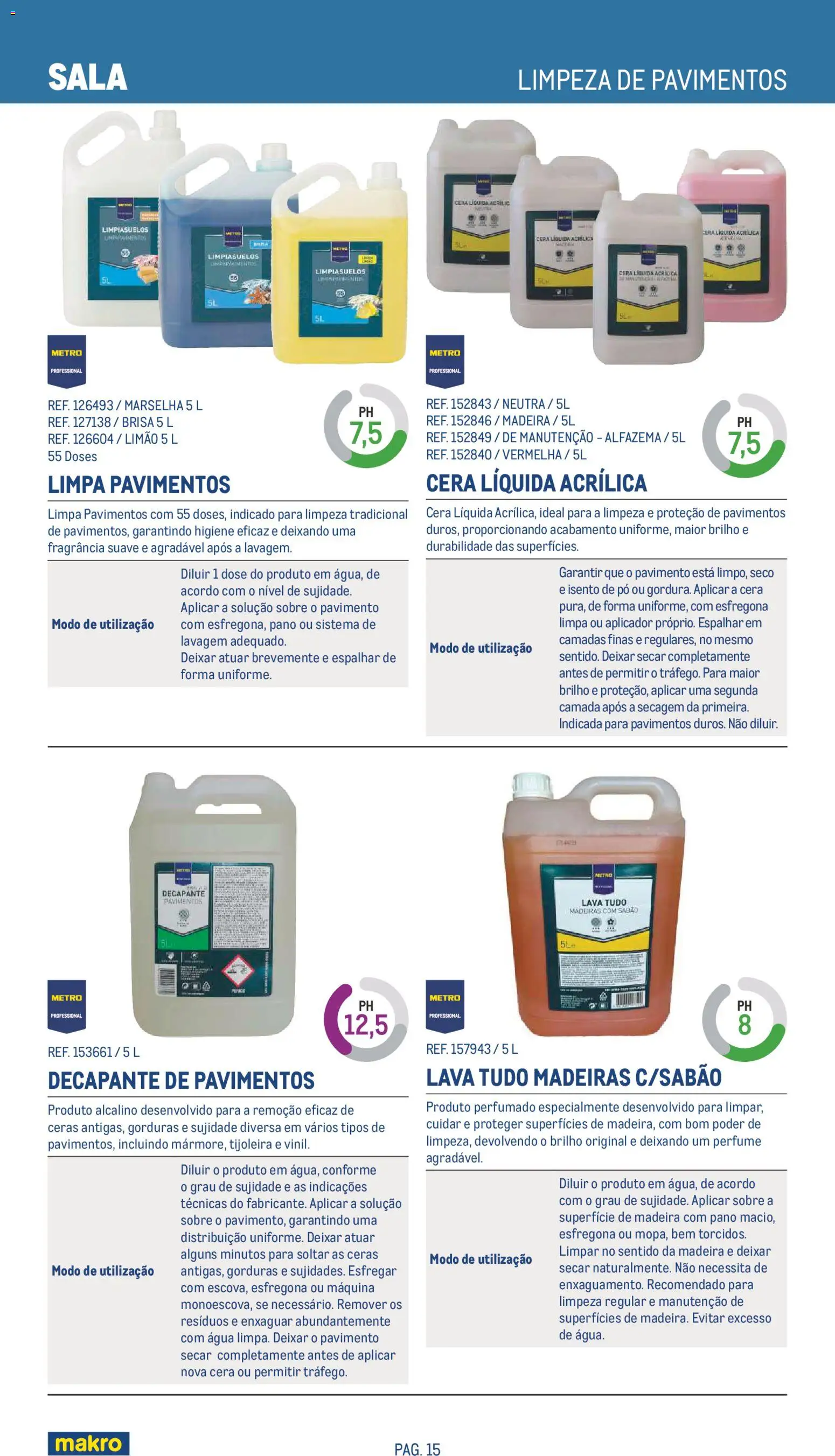 Makro Especial Limpeza 2026 │ válido de 20.05.2026 | Página: 15 | Produtos: Agua, Pó, Cera, Madeiras