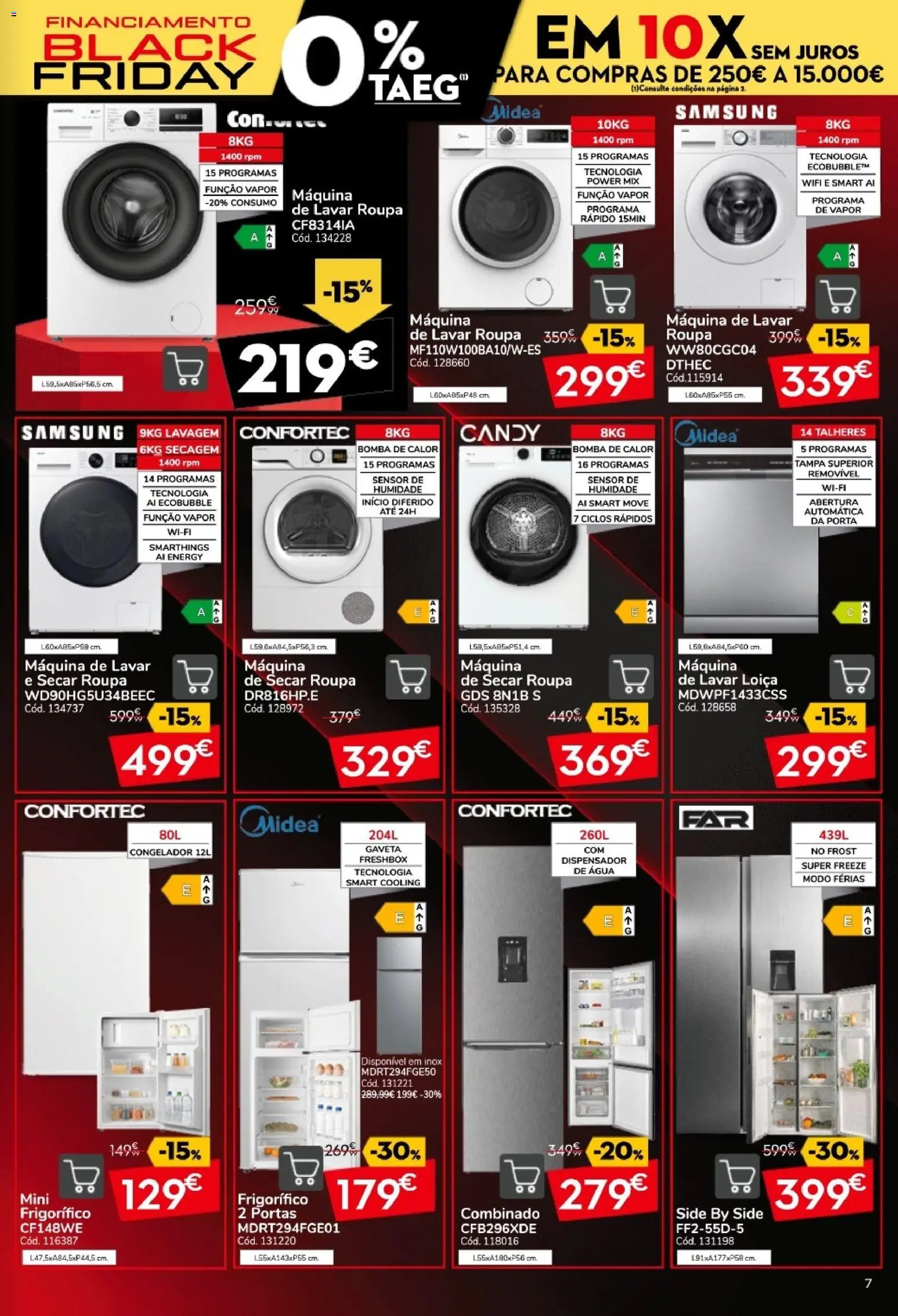 Conforama Black Friday │ válido de 29/10/2026 | Página: 7 | Produtos: Frigorífico, Congelador, Máquina de lavar, Portas