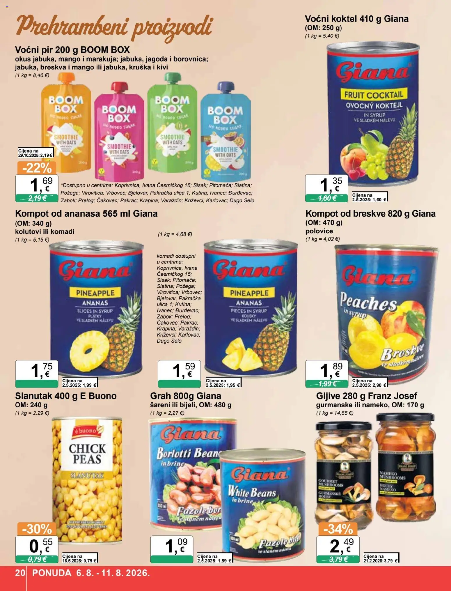KTC katalog | vrijedi od 06.08.2026 | Stranica: 20 | Proizvodi: Grah, Kivi, Kruška, Kompot