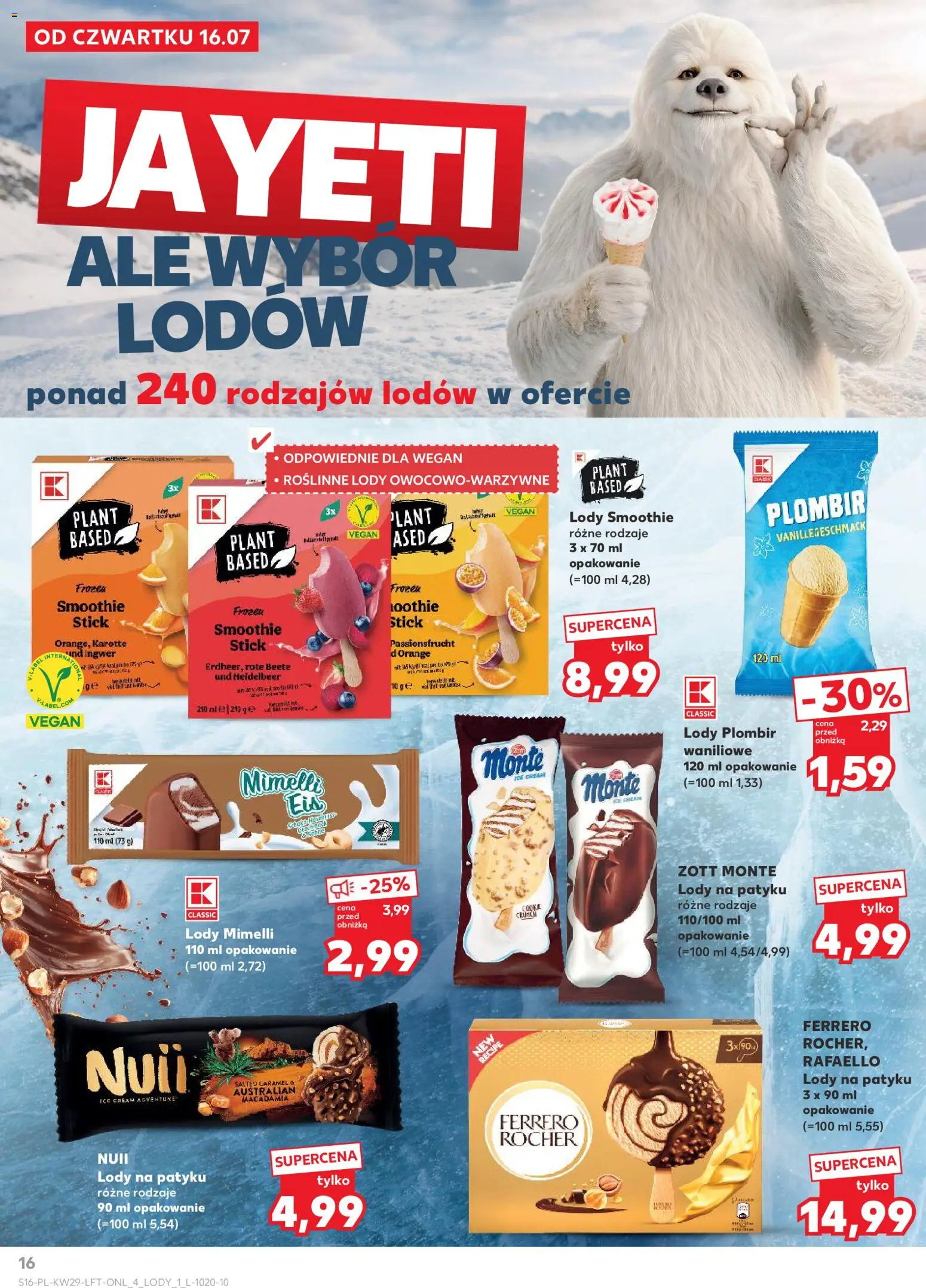 Kaufland Polsko leták od 16.07.2026 | Strana: 16 | Produkty: Vegan, Smoothie, Plombir