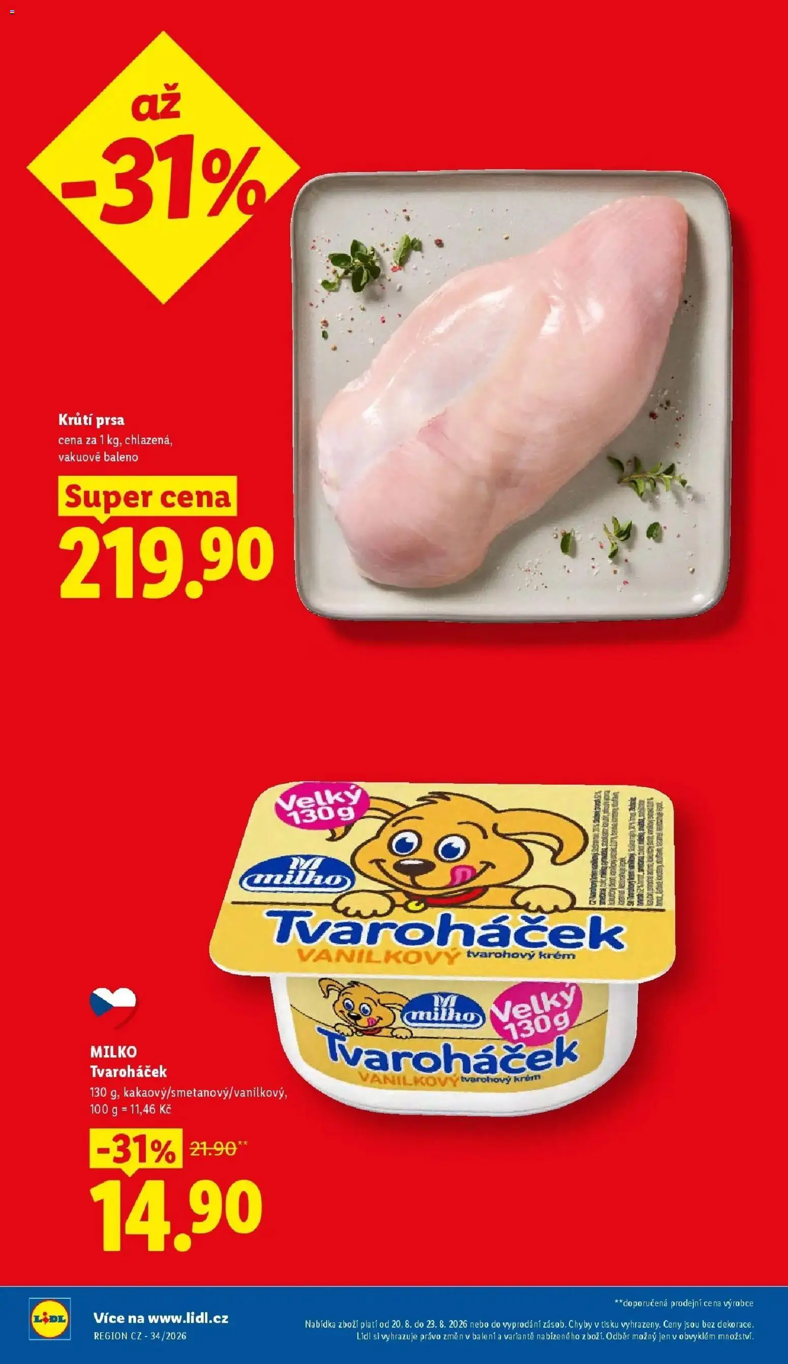 Lidl leták od 20.08.2026 - Nový akční leták | Strana: 10 | Produkty: Krém, Tvarohový krém, Krůtí prsa, Tvaroháček