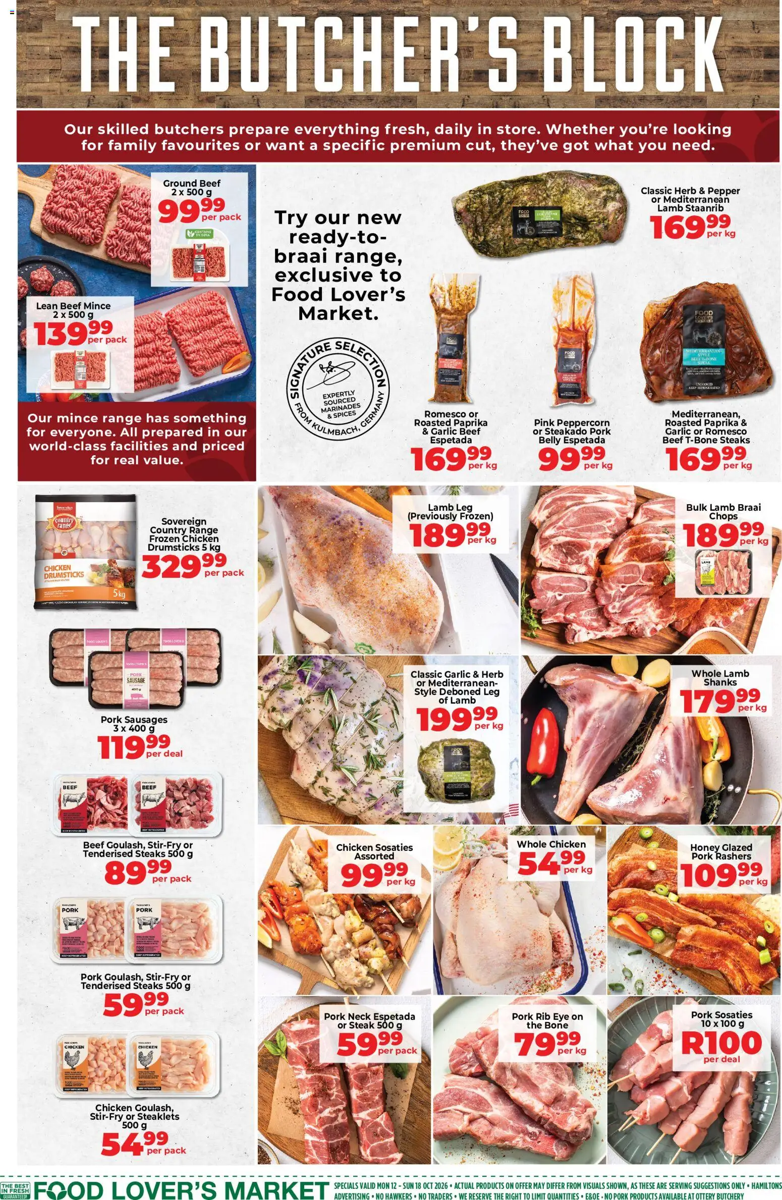 New Food Lover's Market catalogue – valid from 12/10/2026 | Page: 3 | Products: Steak, Pork, Spices, Pepper