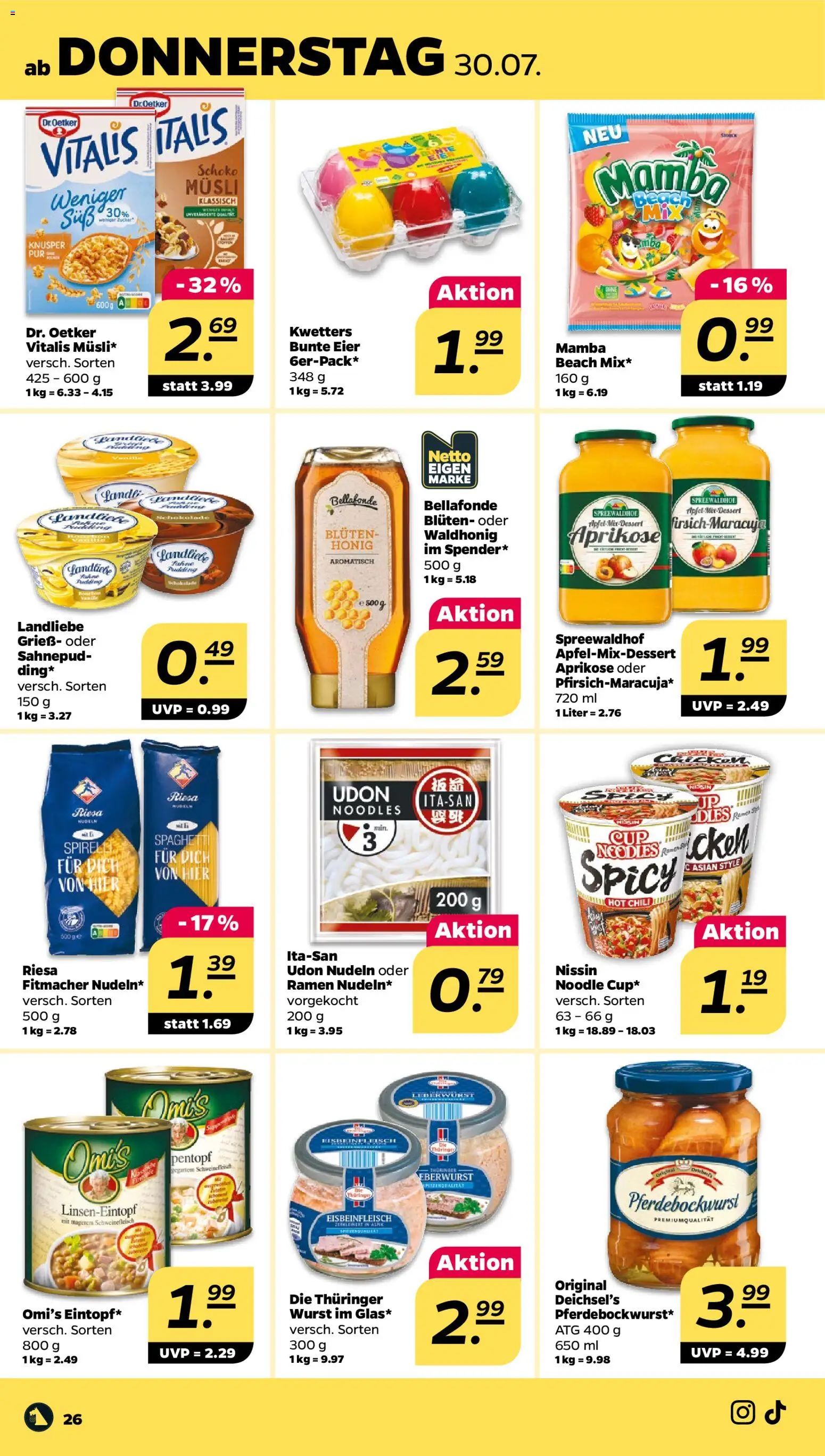 Netto Prospekt – gültig ab 27.07.2026 | Seite: 30 | Produkte: Eier, Chili, Schweinefleisch, Nudeln