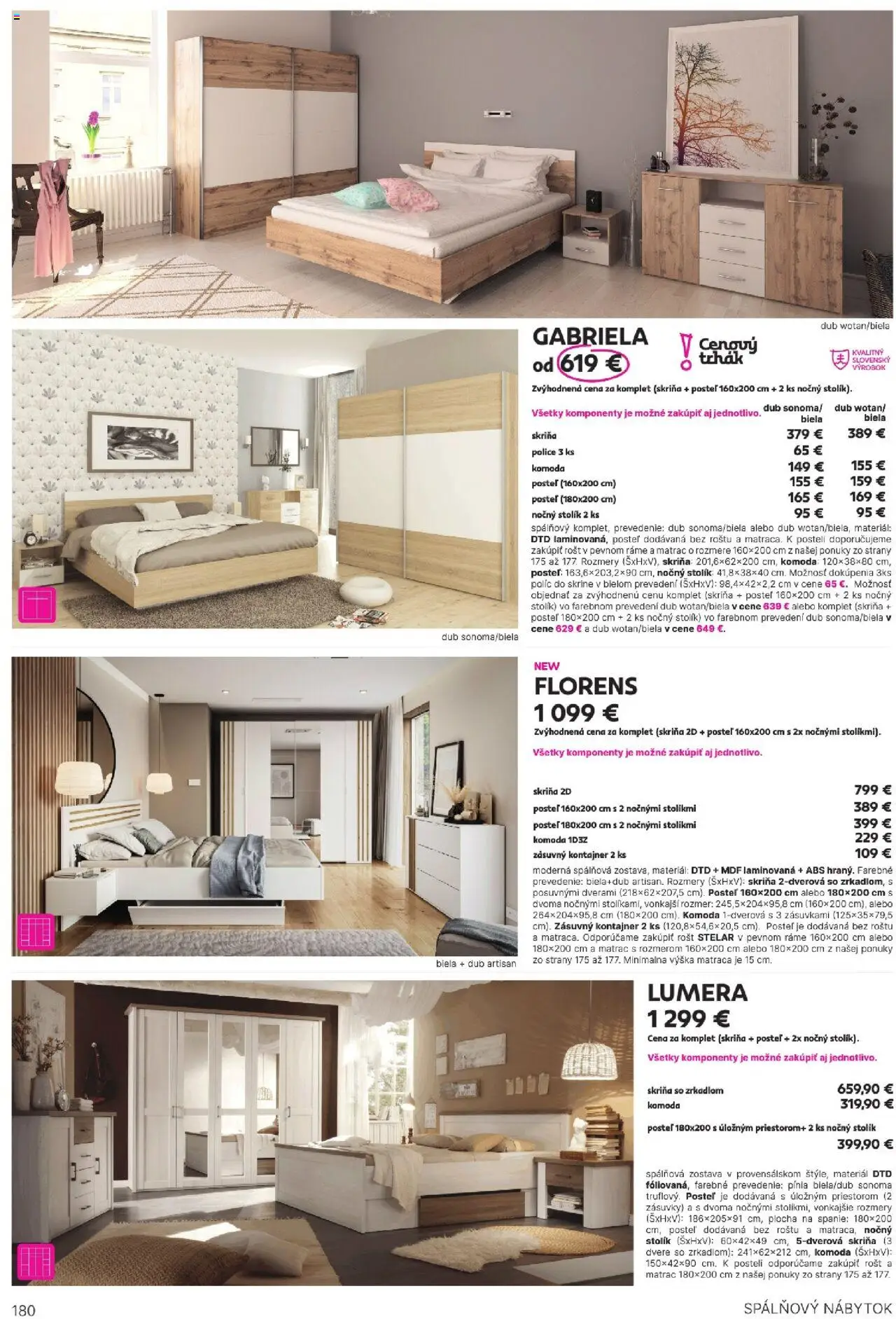 Nové Kondela akcie – leták je platný od 16.05.2025 | Strana: 180 | Produkty: Nábytok, Matrac, Posteľ, Skriňa