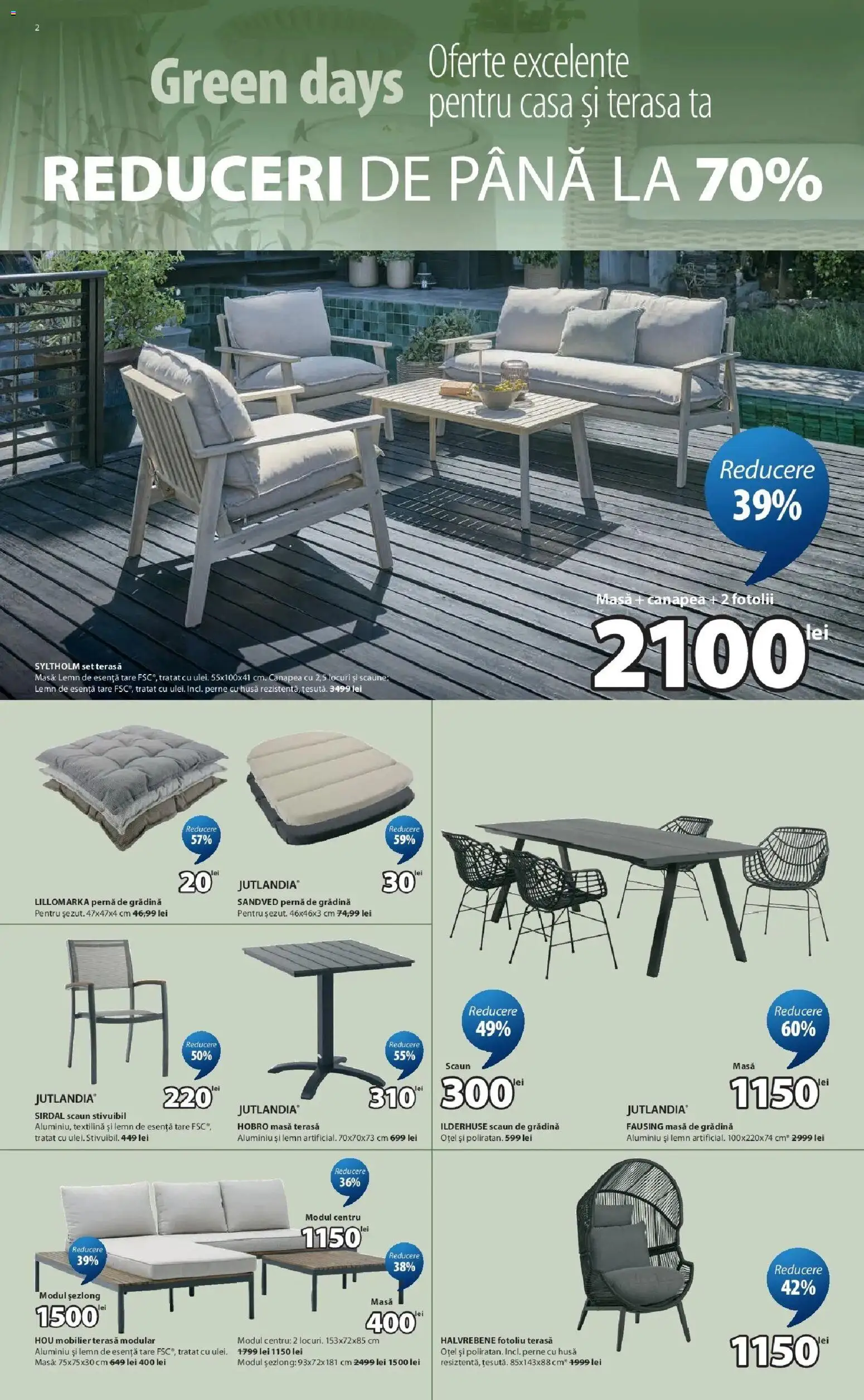Noul catalog JYSK – valabil de la 16.04.2026 | Pagină: 2 | Produse: Pernă, Șezlong, Canapea, Scaun