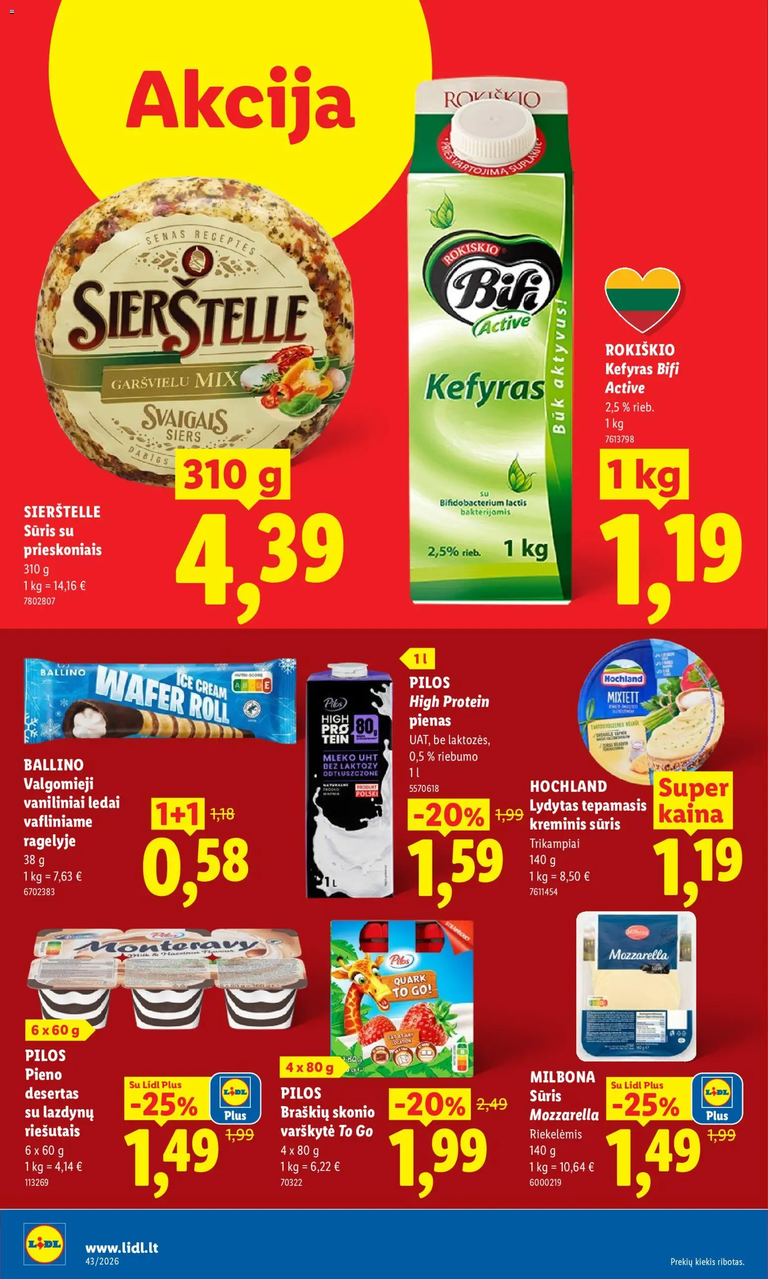 LIDL akcijos nuo 2026.10.19 | Puslapis: 28 | Prekių: Ledai, Pienas, Sūris