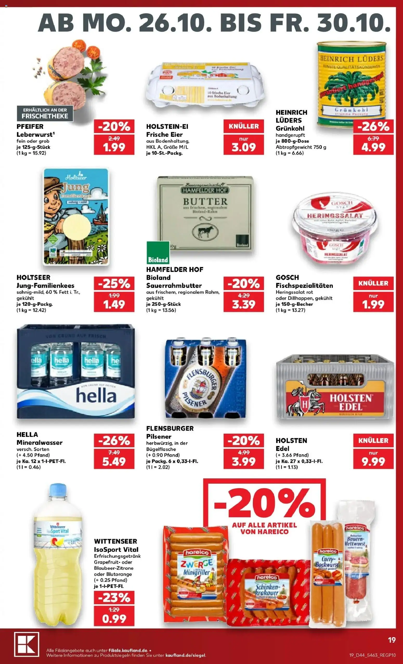 Prospekt Kaufland ab 26.10.2026 » Angebote Online zum Blättern | Seite: 23 | Produkte: Bockwurst, Mineralwasser, Flensburger, Schinken
