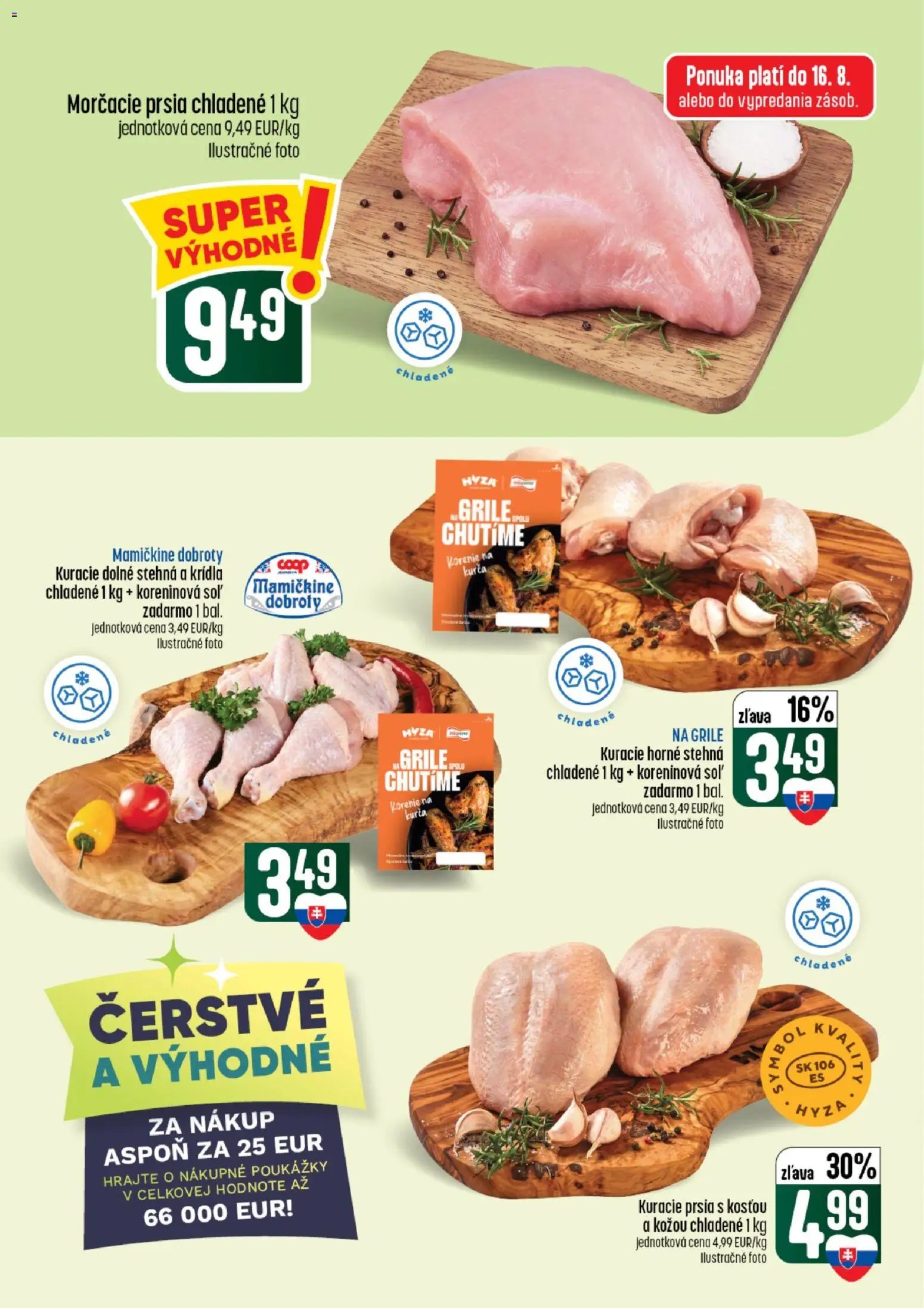 Nové COOP Jednota akcie – leták je platný od 13.08.2026 | Strana: 8 | Produkty: Kuracie prsia, Morčacie prsia, Korenie, Stehná