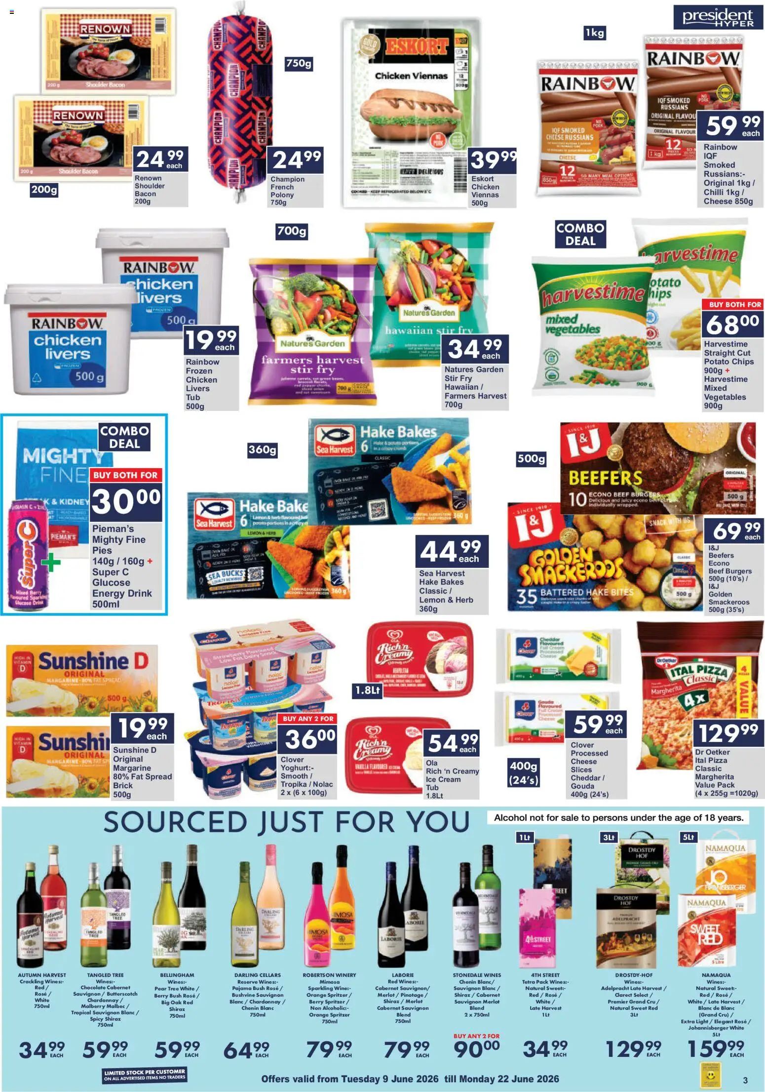 New President Hyper catalogue – valid from 09.06.2026 | Page: 3 | Products: Margarine, Pizza, Chicken, Chilli