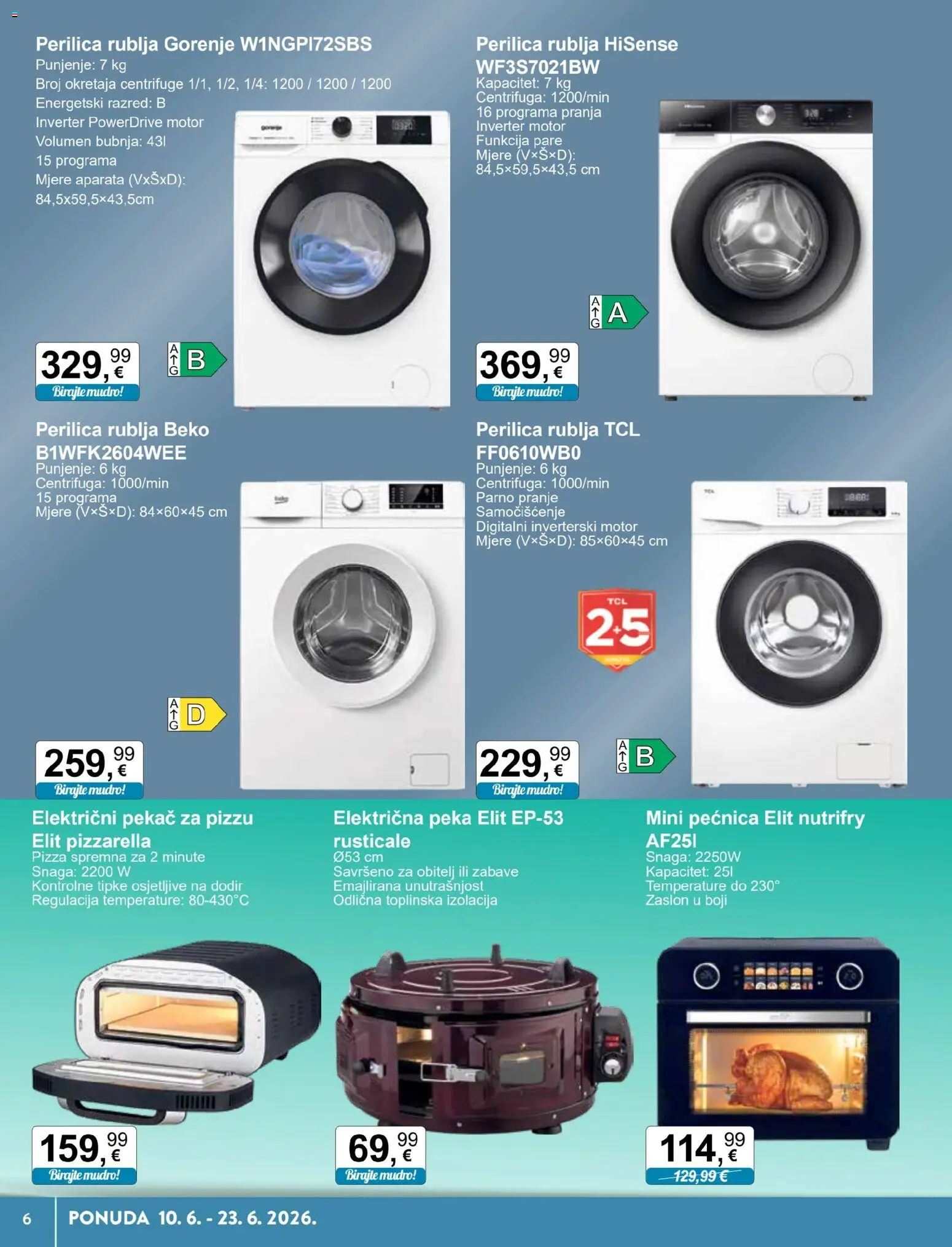 KTC katalog | vrijedi od 10.06.2026 | Stranica: 6 | Proizvodi: Perilica rublja, Pizza, Pećnica