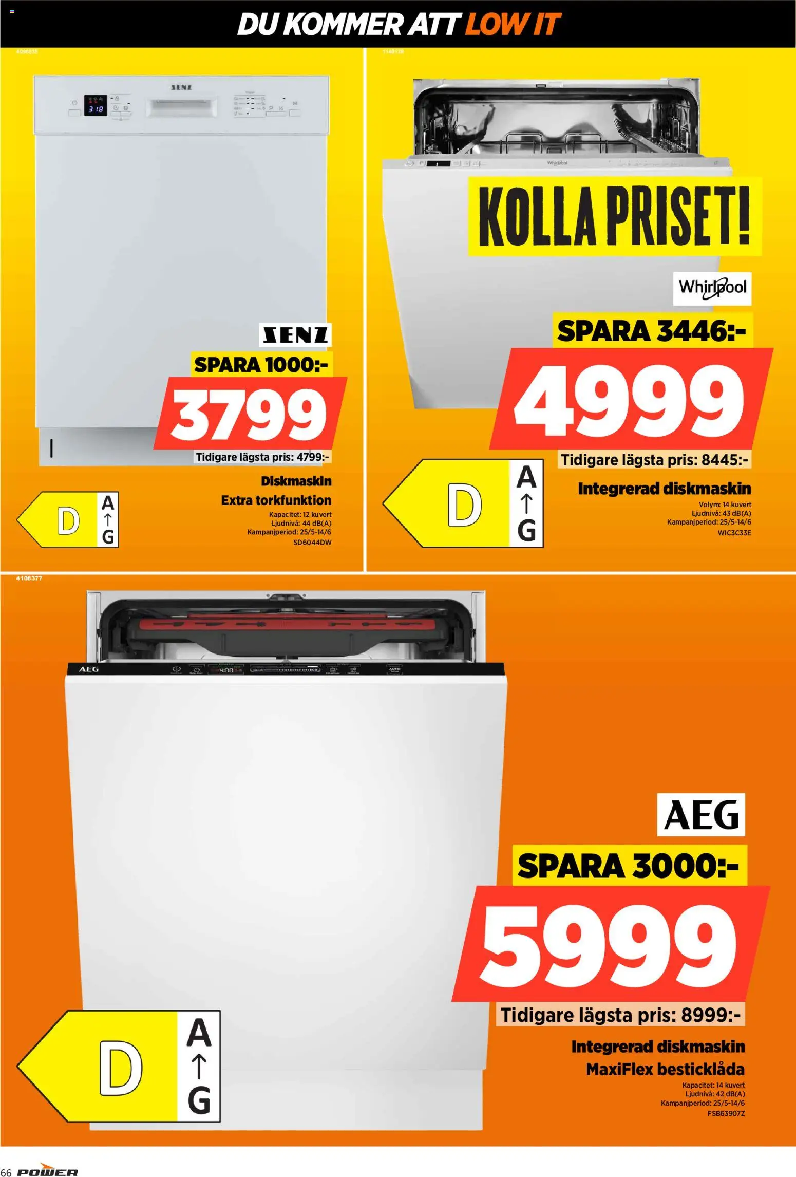 Power reklamblad aktuell från 08.06.2026 | Sida: 66 | Produkter: Diskmaskin, Kuvert
