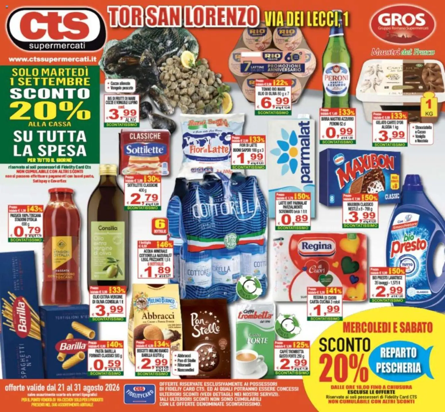 Volantino CTS del 21/08/2026 | Pagina: 1 | Prodotti: Gelato, Barilla, Pasta Barilla, Cacao