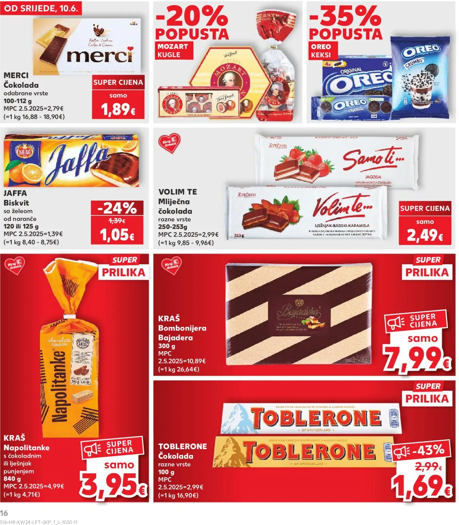 Kaufland katalog | vrijedi od 10.06.2026 | Stranica: 16 | Proizvodi: Čokolada, Naranče, Keks, Bombonijera