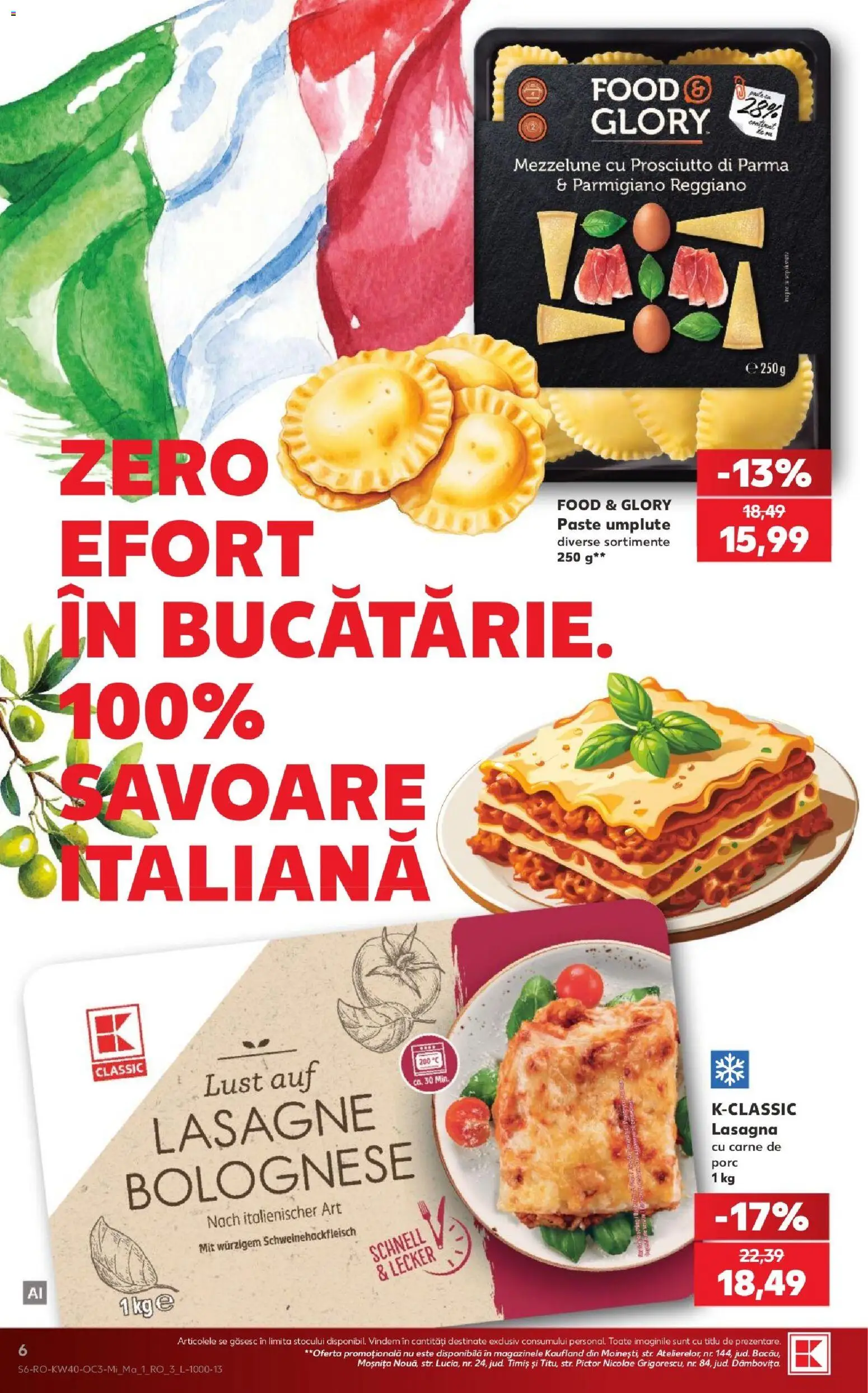 Noul catalog Kaufland – valabil de la 30.09.2026 | Pagină: 6 | Produse: Zero, Art, Lasagna, Paste