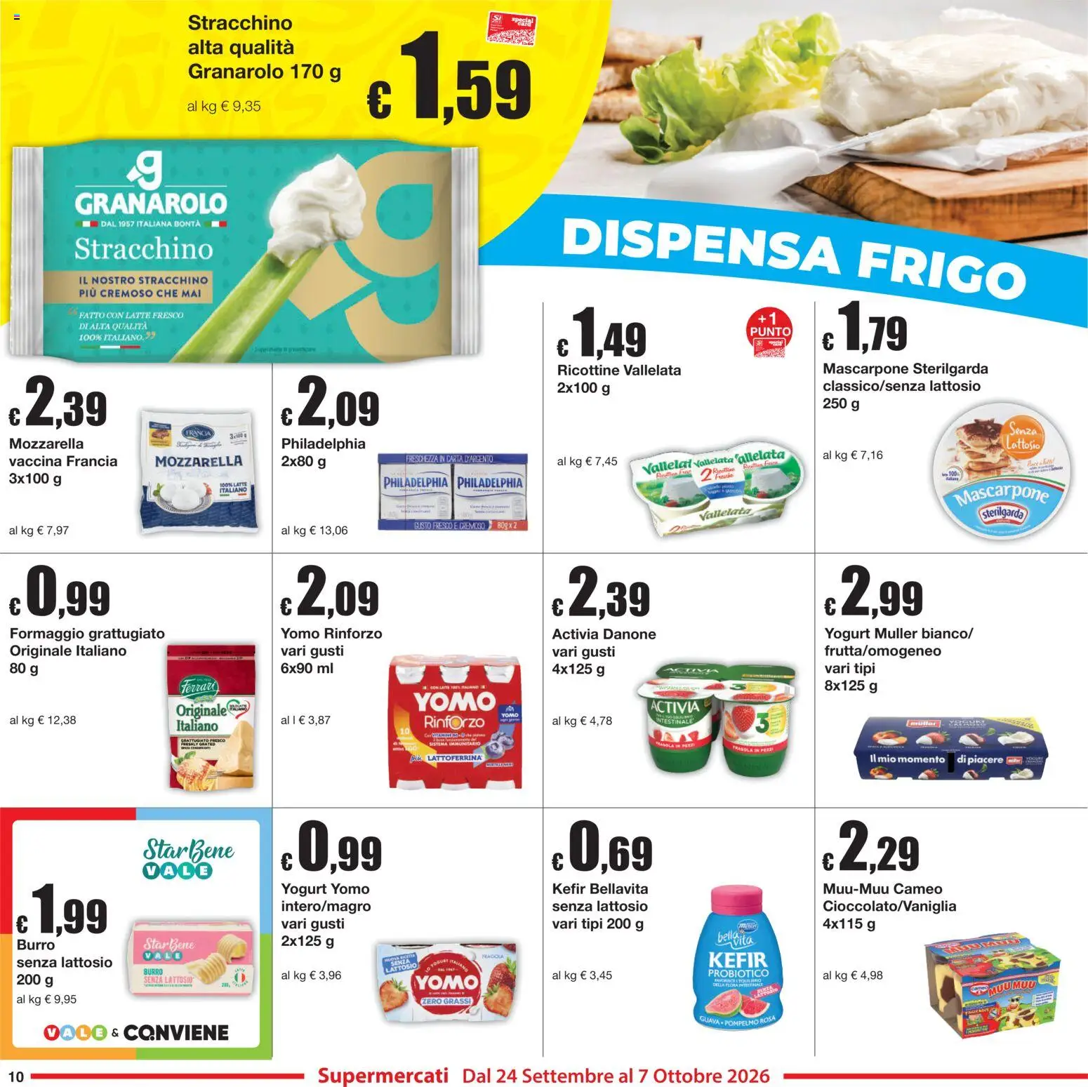 Volantino Sì con Te del 24/09/2026 | Pagina: 10 | Prodotti: Kefir, Formaggio grattugiato, Latte, Mascarpone