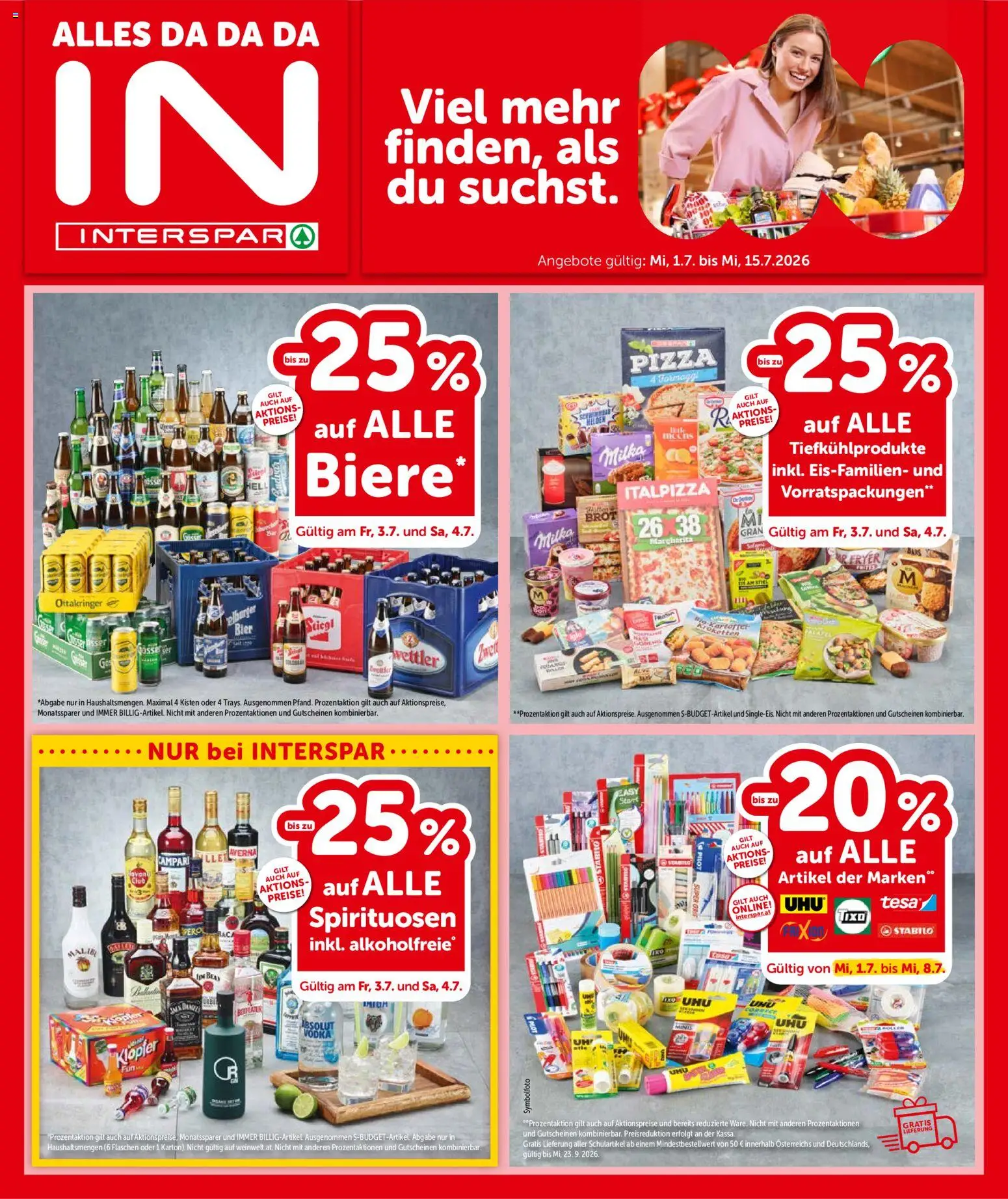 Interspar Flugblatt - Niederösterreich gültig ab 01.07.2026 | Seite: 1 | Produkte: Nauriit, Brot, Pizza, Bier