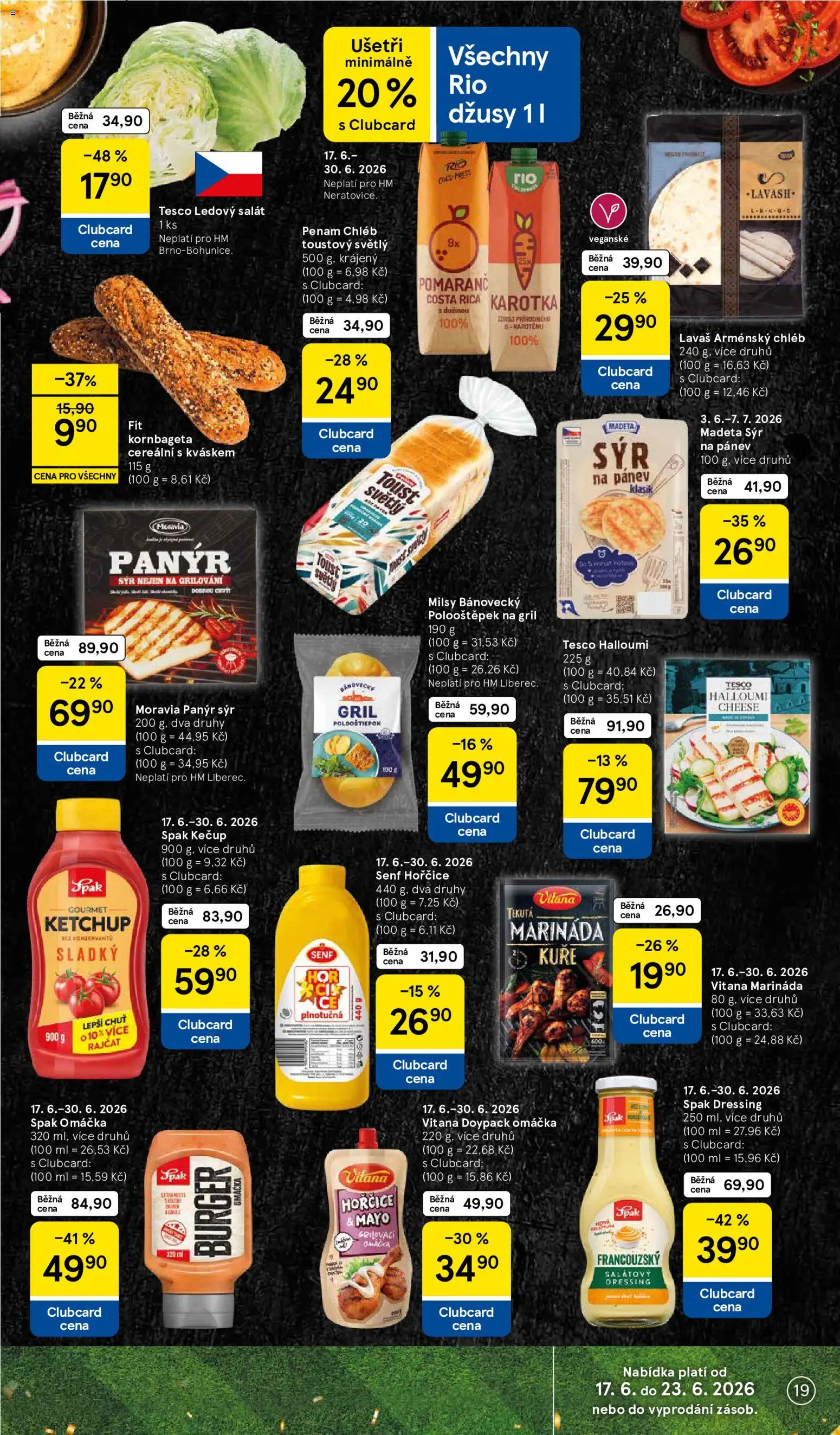 Tesco leták - Hypermarket od 17.06.2026 | Strana: 19 | Produkty: Grilování, Salát, Hořčice, Lavaš