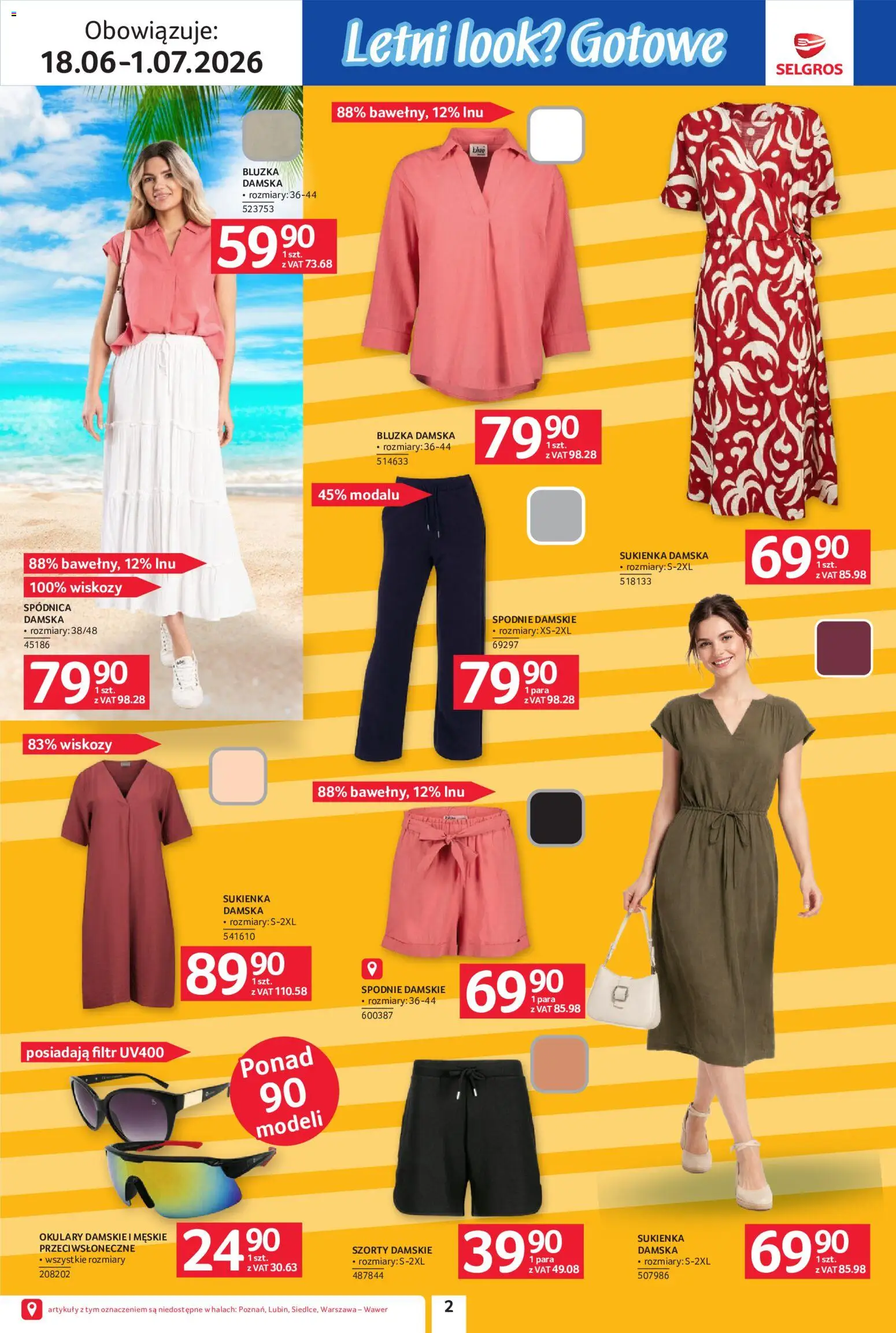 Selgros cash&carry gazetka - Urlop od 18.06.2026 | Strona: 2 | Produkty: Szorty, Bluzka, Spodnie, Sukienka