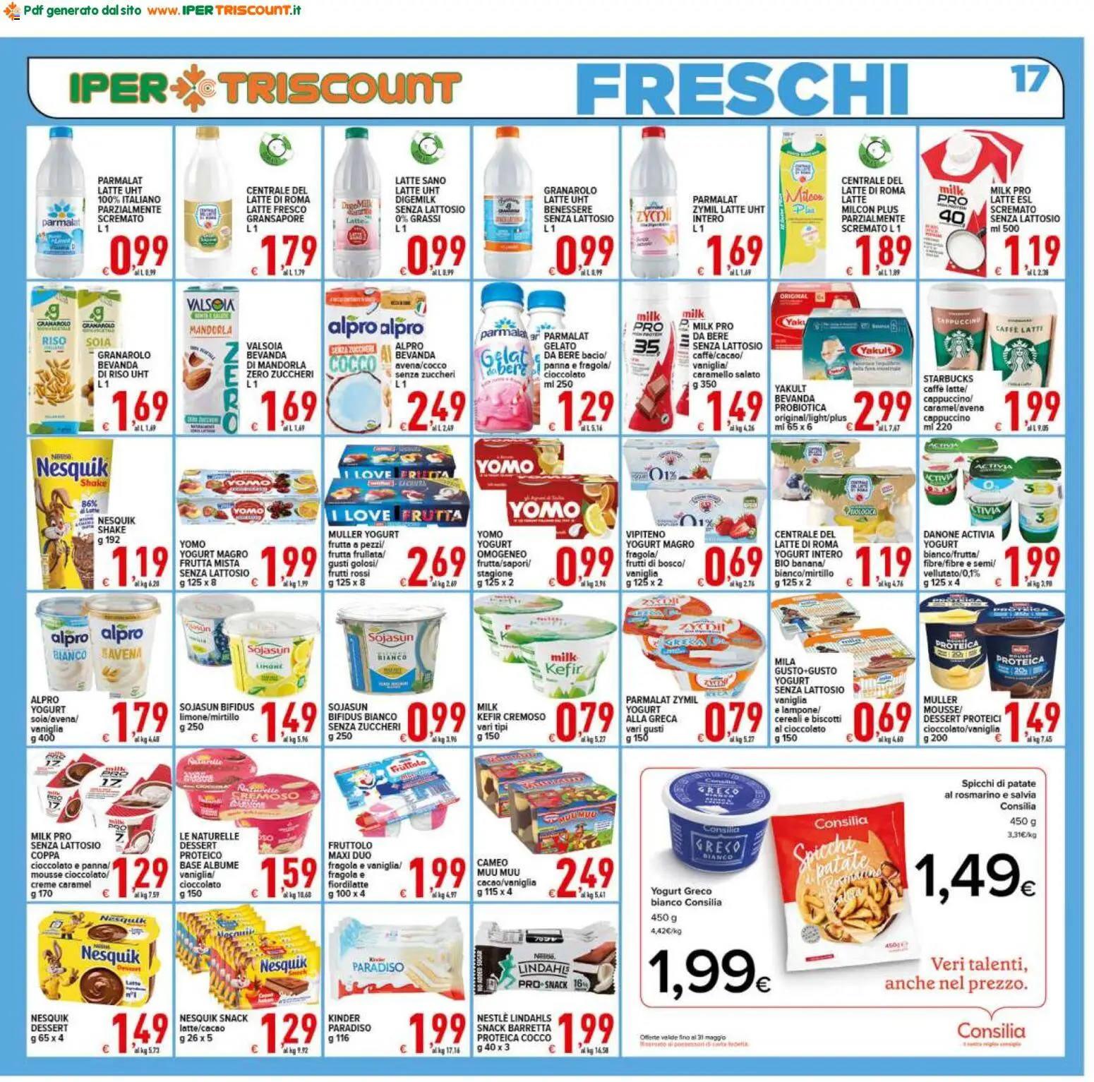 Volantino Ipertriscount del 08.05.2026 | Pagina: 17 | Prodotti: Yogurt senza lattosio, Gelato, Latte, Cocco