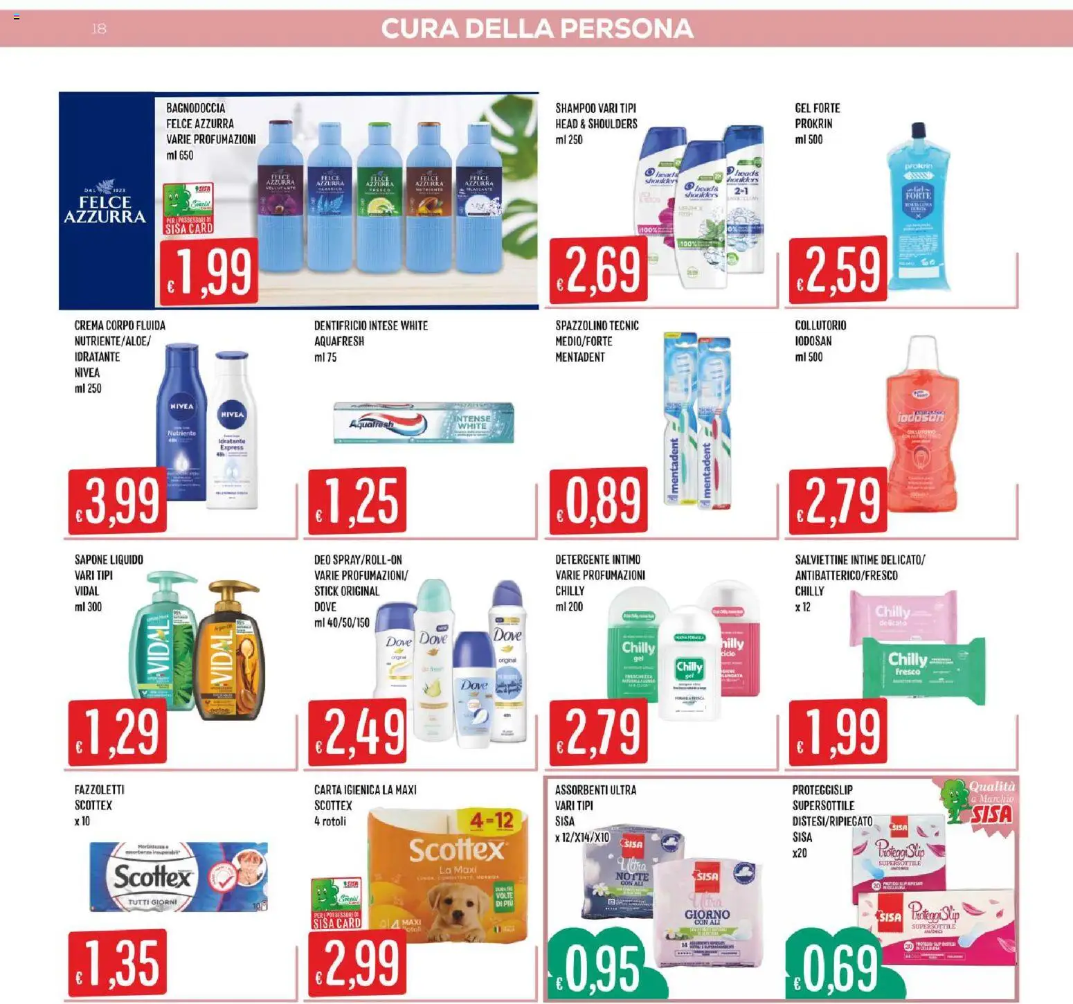 Volantino SISA del 01/10/2026 | Pagina: 18 | Prodotti: Head & Shoulders, Crema, Carta igienica, Proteggi slip