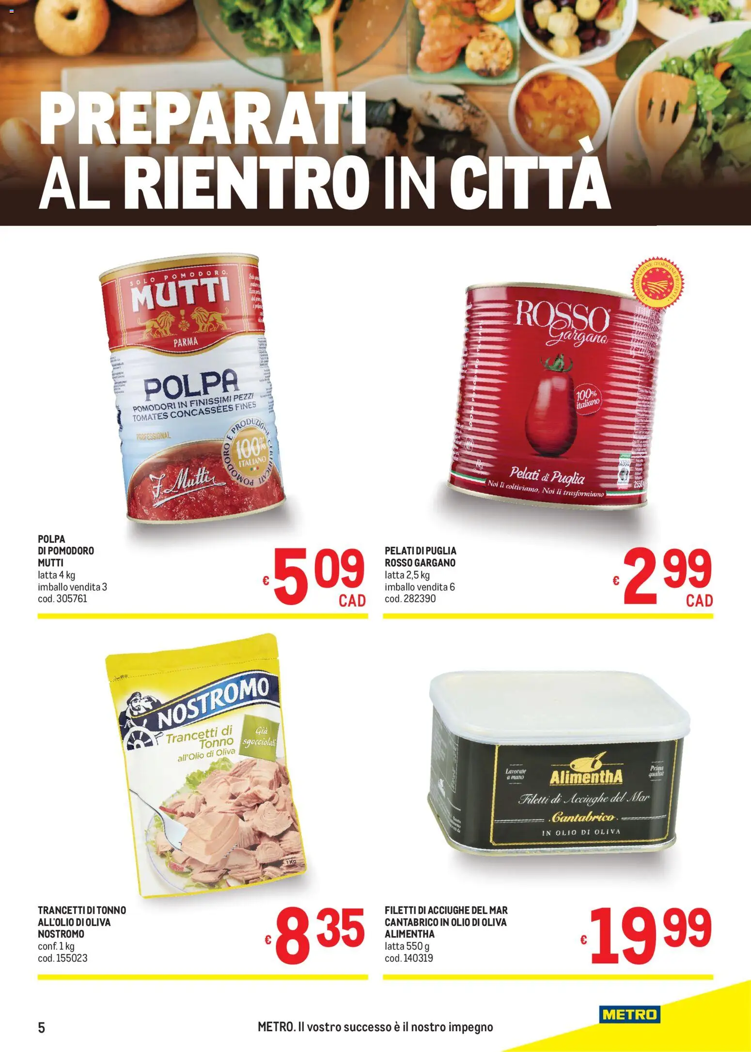 Volantino Metro del 27/08/2026 | Pagina: 5 | Prodotti: Pomodoro, Olio, Pomodori, Mutti