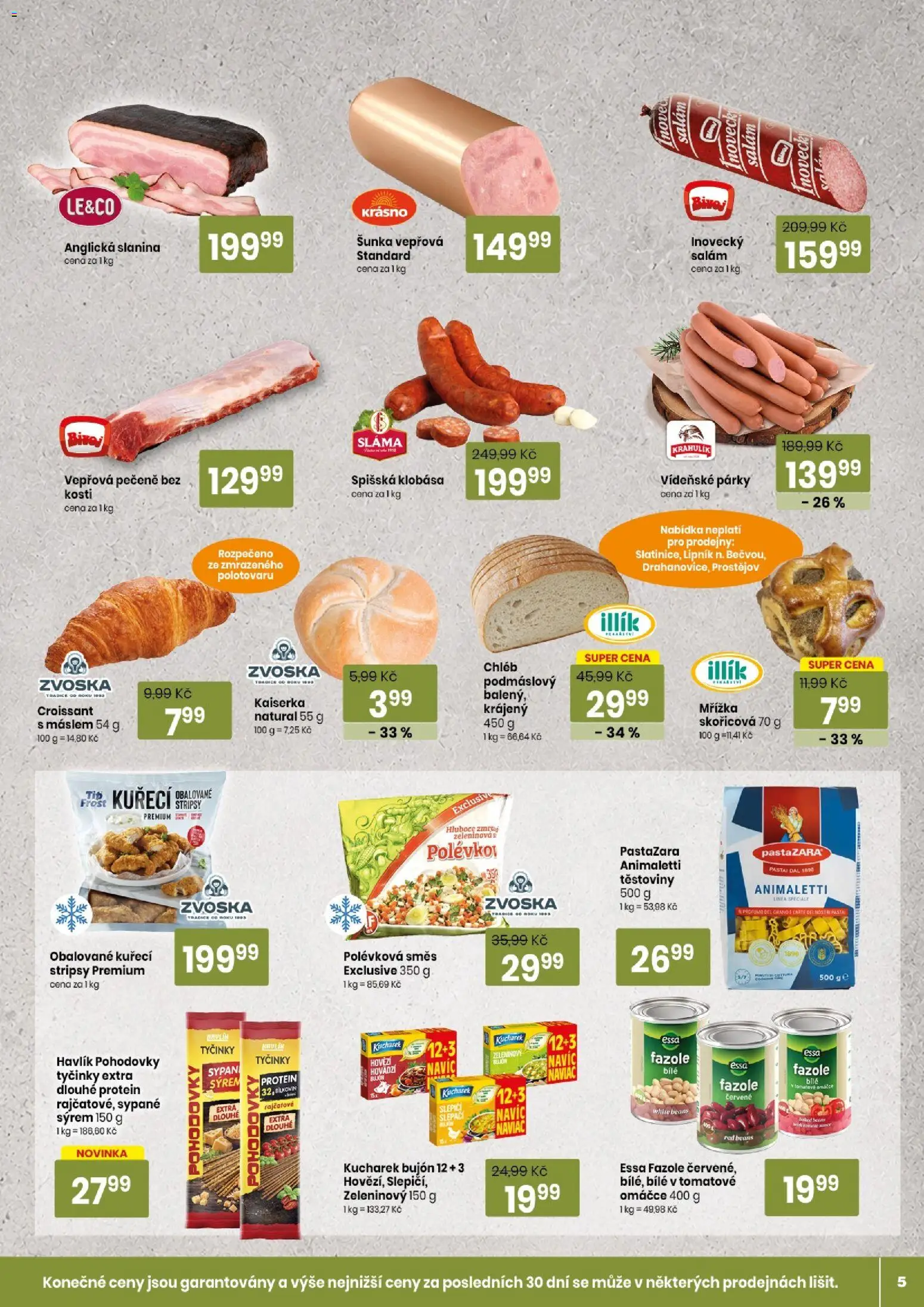 Tempo leták od 03.06.2026 | Strana: 5 | Produkty: Vepřová pečeně, Šunka, Tyčinky, Croissant