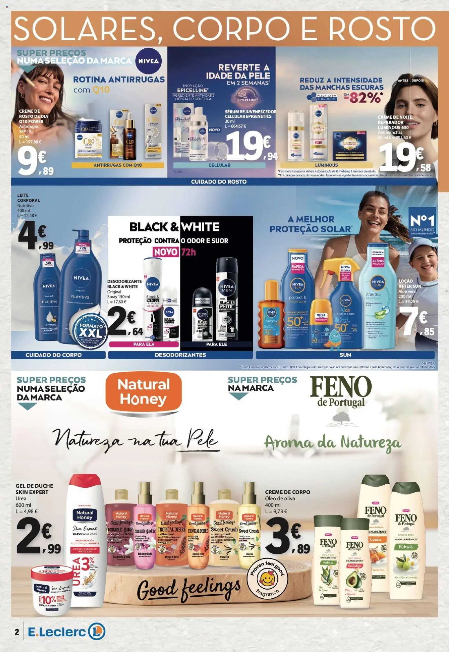 E.Leclerc Especial Beleza │ válido de 30/06/2026 | Página: 2 | Produtos: Desodorizante, Leite, Óleo, Creme