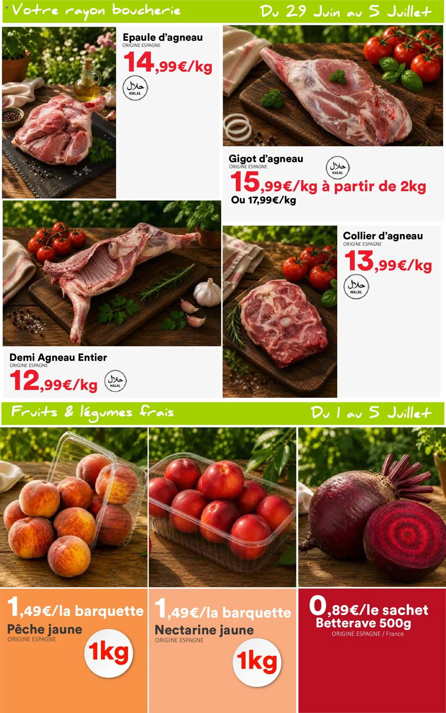 {H1} | Page: 2 | Produits: Nectarine, Gigot d'agneau, Betterave, Collier