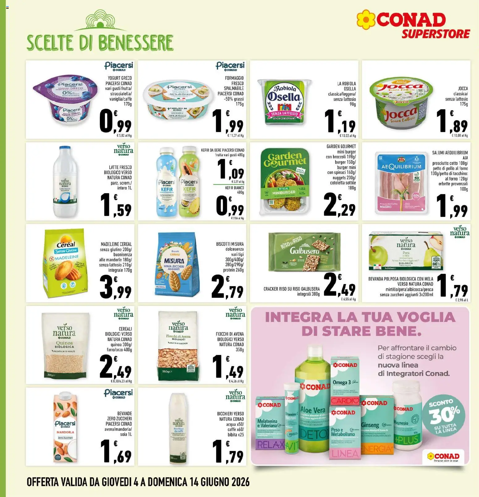 Volantino Conad del 04.06.2026 | Pagina: 16 | Prodotti: Valeriana, Frutta, Formaggio, Prosciutto