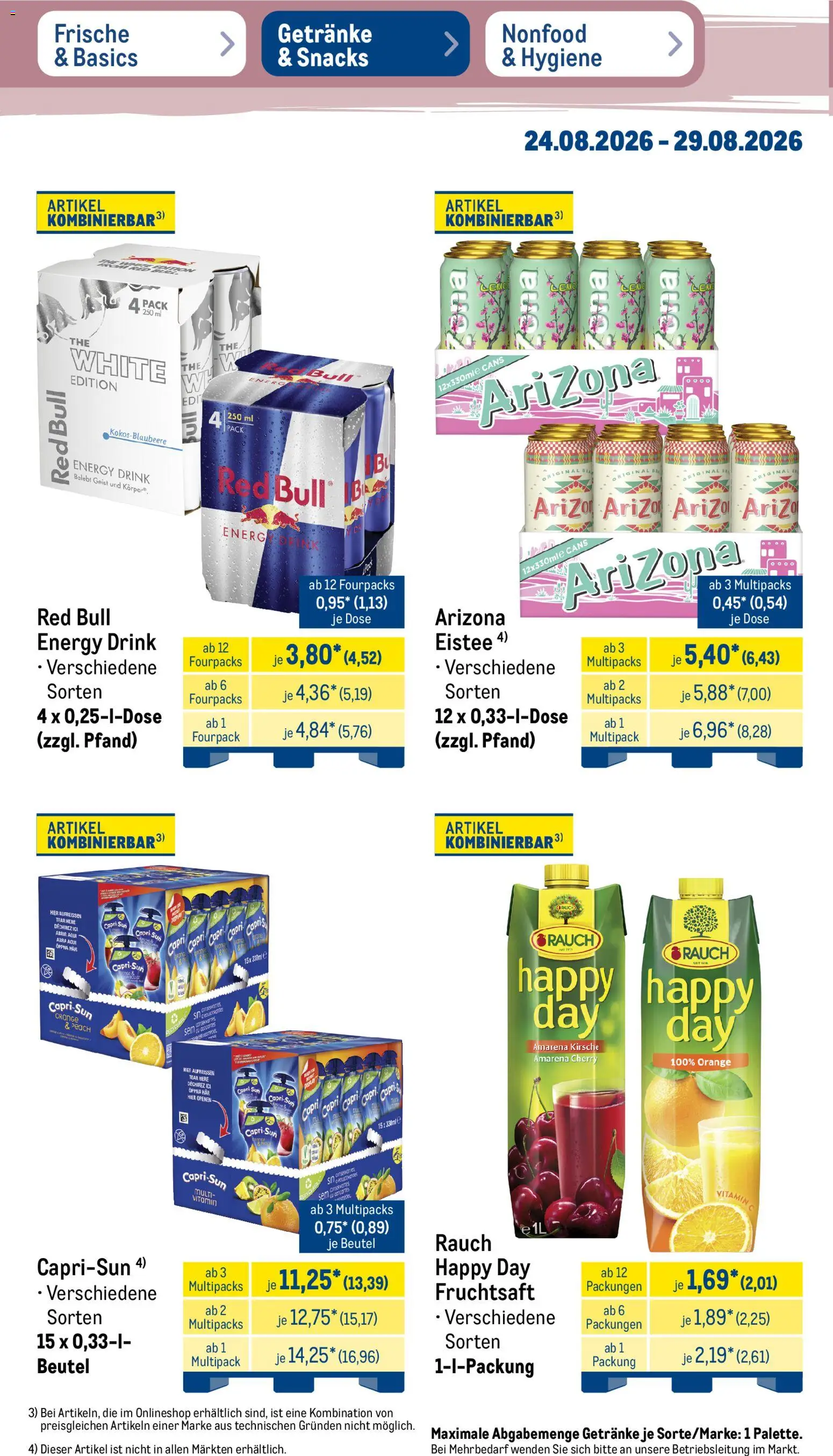 Metro NonFood-Angebote – gültig ab 24.08.2026 | Seite: 20 | Produkte: Red bull, Capri sun, Energy, Fruchtsaft