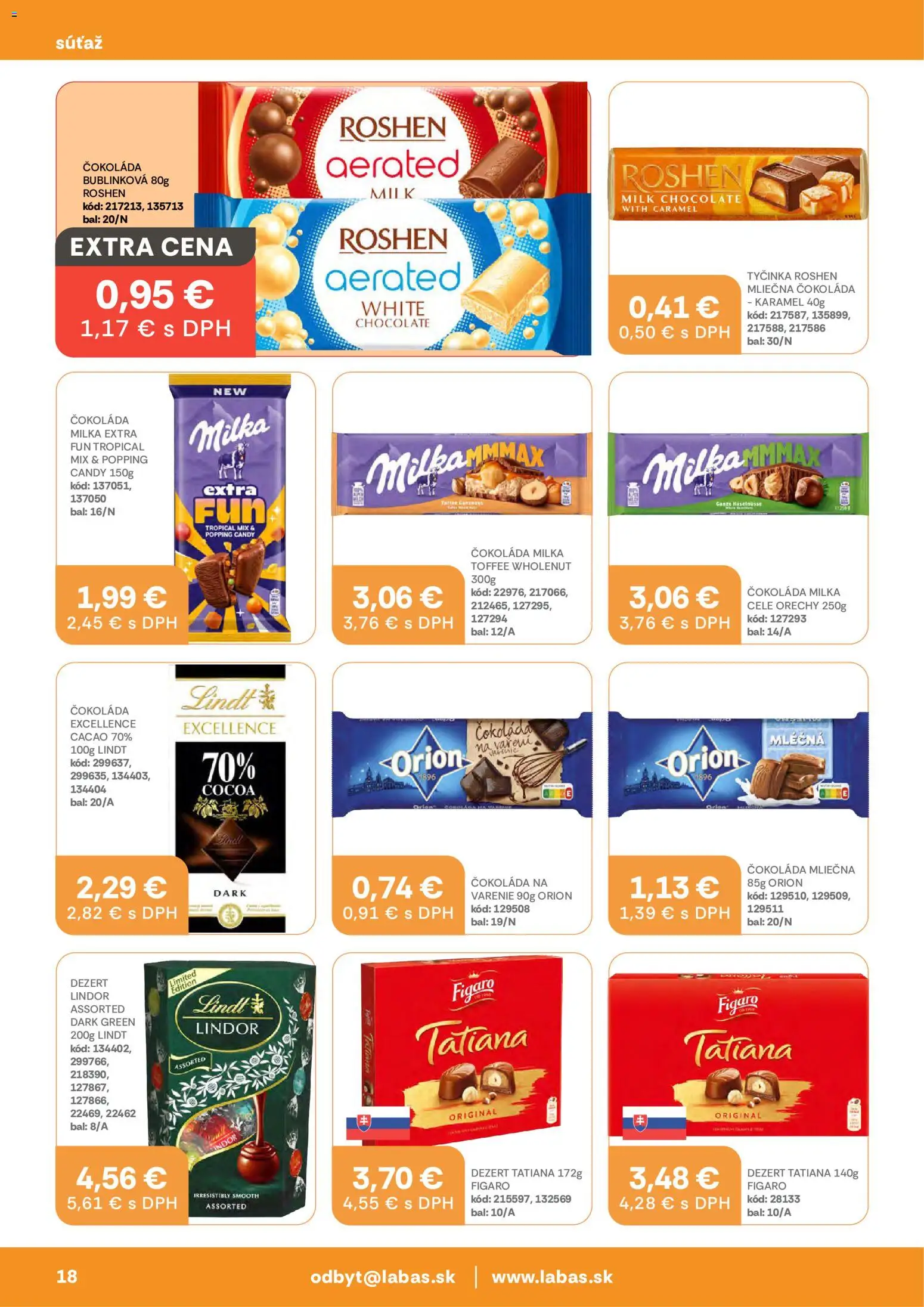 Nové Labaš akcie – leták je platný od 23.10.2026 | Strana: 18 | Produkty: Čokoláda, Orechy, Milka, Dezert