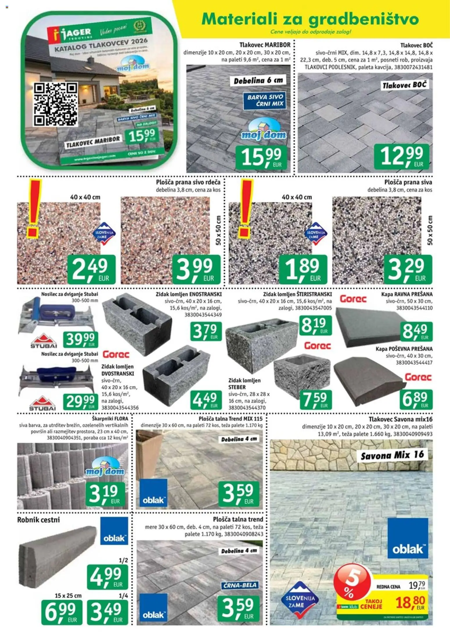 Novi Jager katalog ponudbe – veljaven od 08.07.2026 | Stran: 2 | Izdelki: Teza, Barva, Tlakovec, Kapa