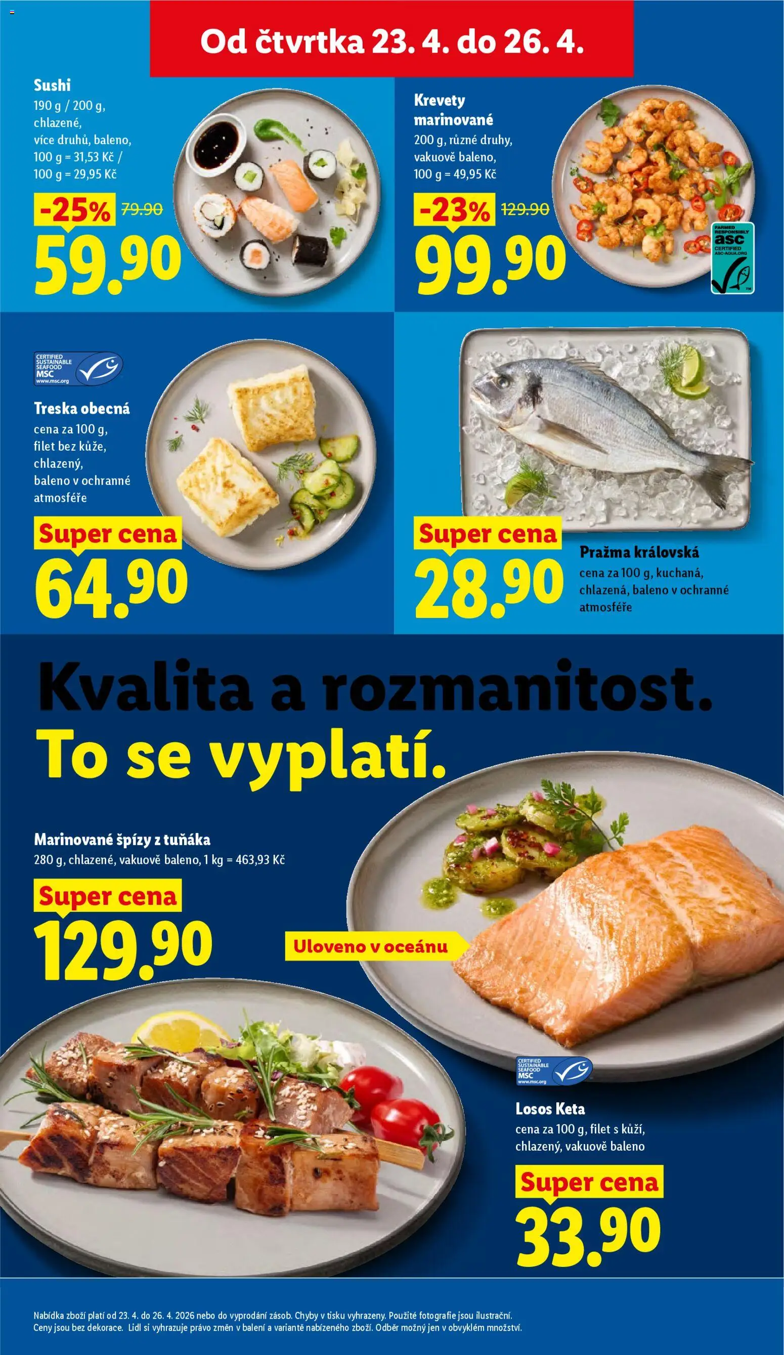 Lidl leták od 23.04.2026 | Strana: 11 | Produkty: Treska, Pražma, Sushi, Krevety