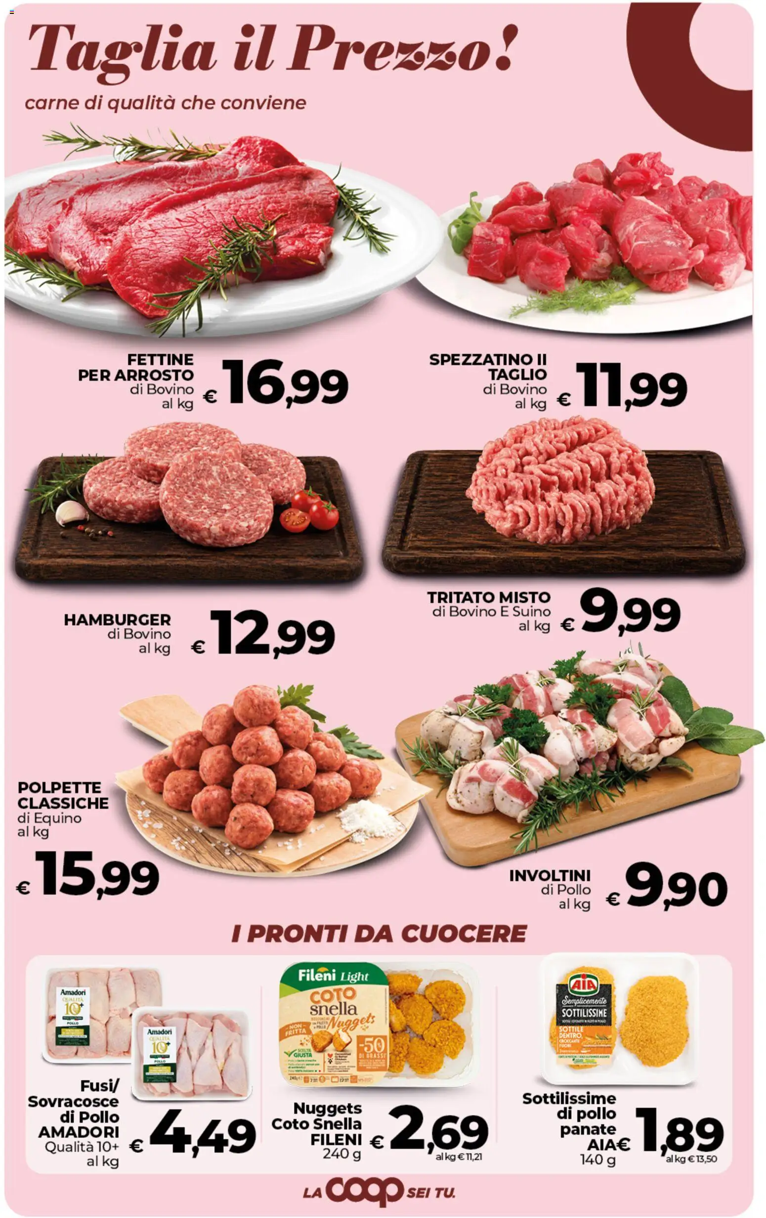 Volantino COOP del 02/10/2026 | Pagina: 8 | Prodotti: Nuggets, Taglio, Hamburger, Polpette