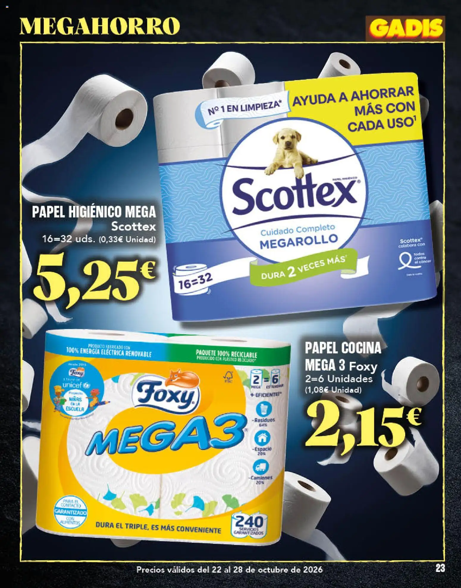 Gadis - folleto │ válido desde el 22/10/2026 | Página: 23 | Productos: Papel higienico, Cocina