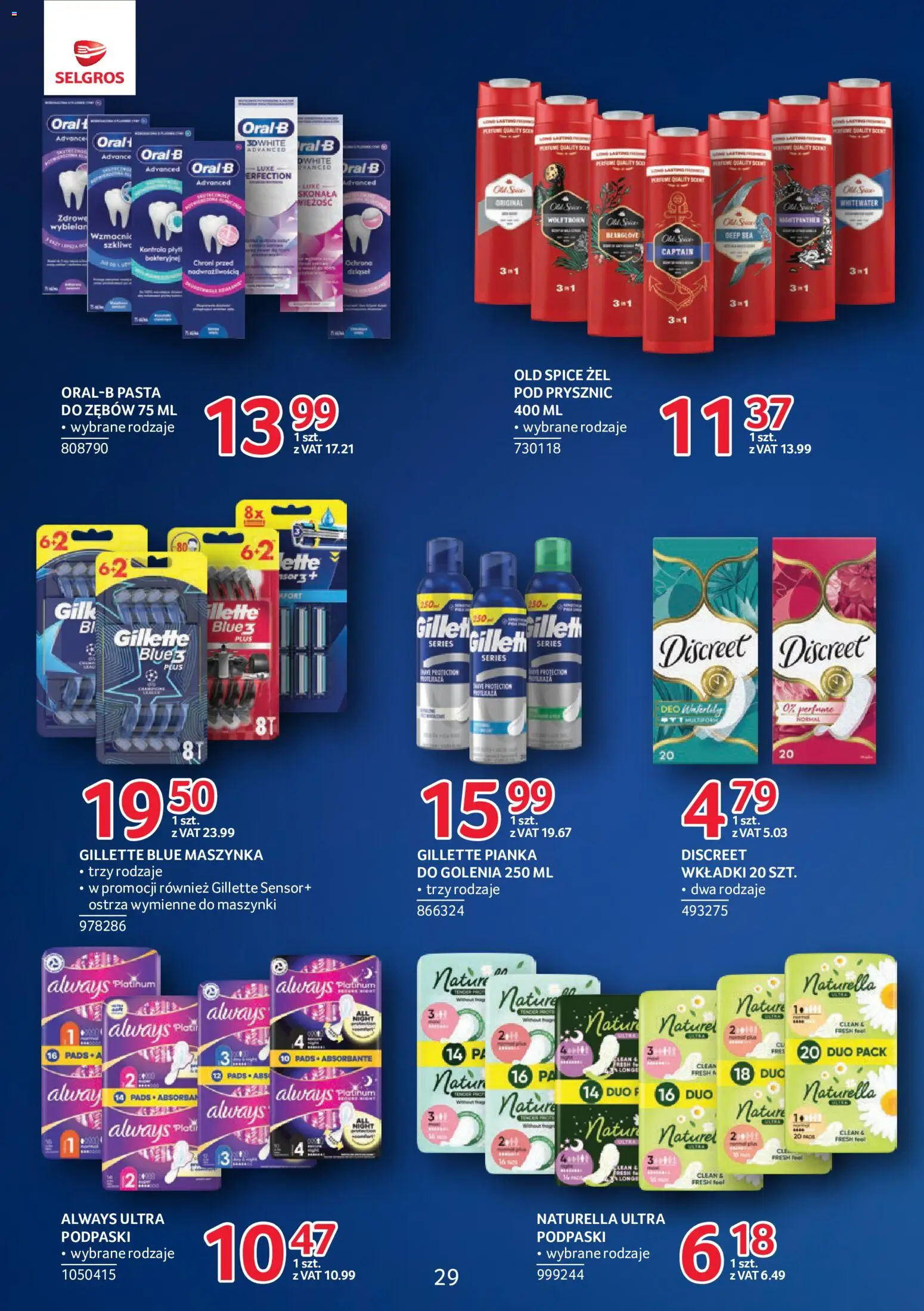 Selgros cash&carry gazetka - Markowe produkty od 27.08.2026 | Strona: 28 | Produkty: Podpaski, Prysznic, Pasta, Old spice