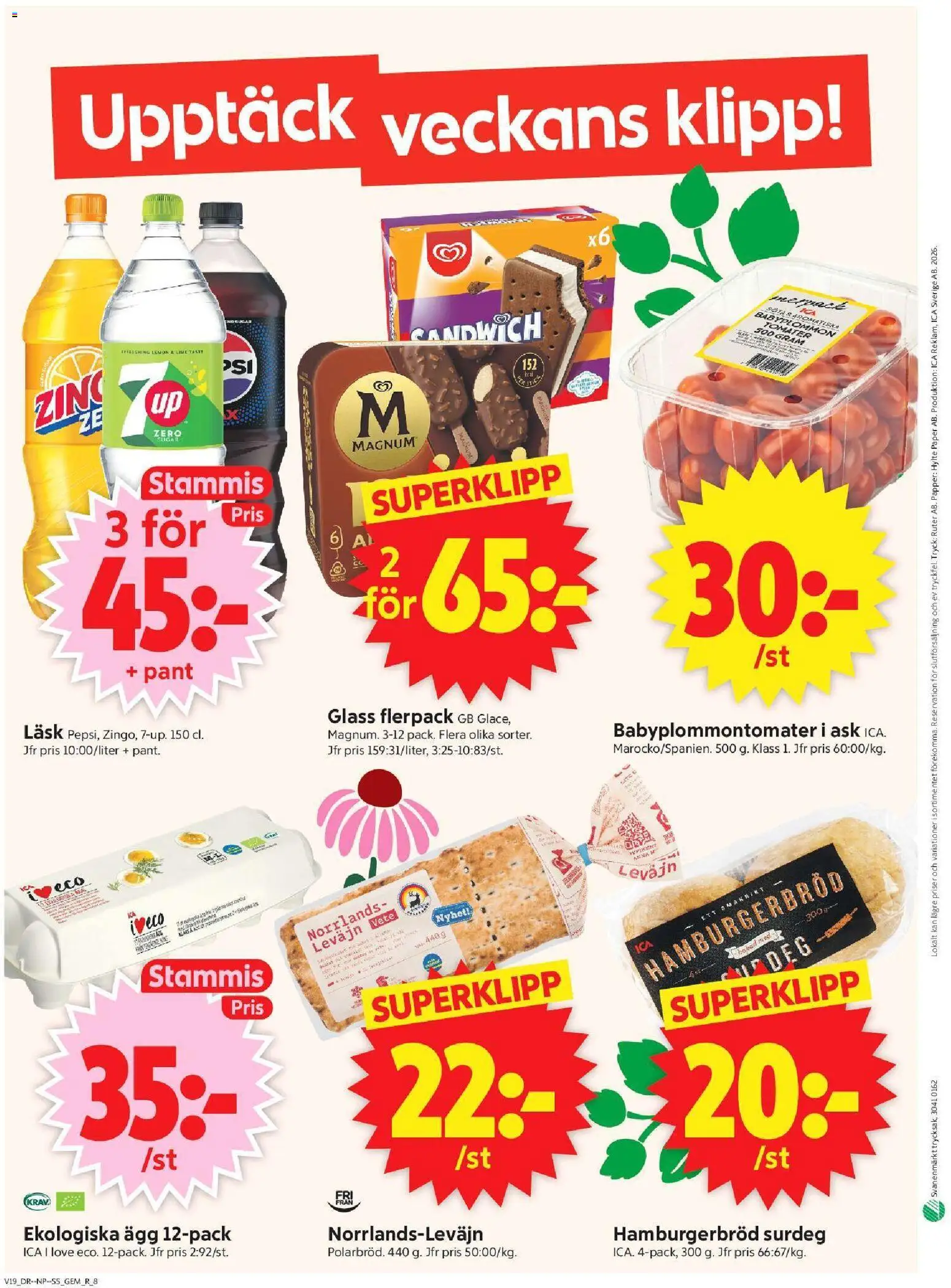 ICA Supermarket reklamblad aktuell från 04.05.2026 | Sida: 10 | Produkter: Gem, Hamburgerbröd, Ägg, Glass