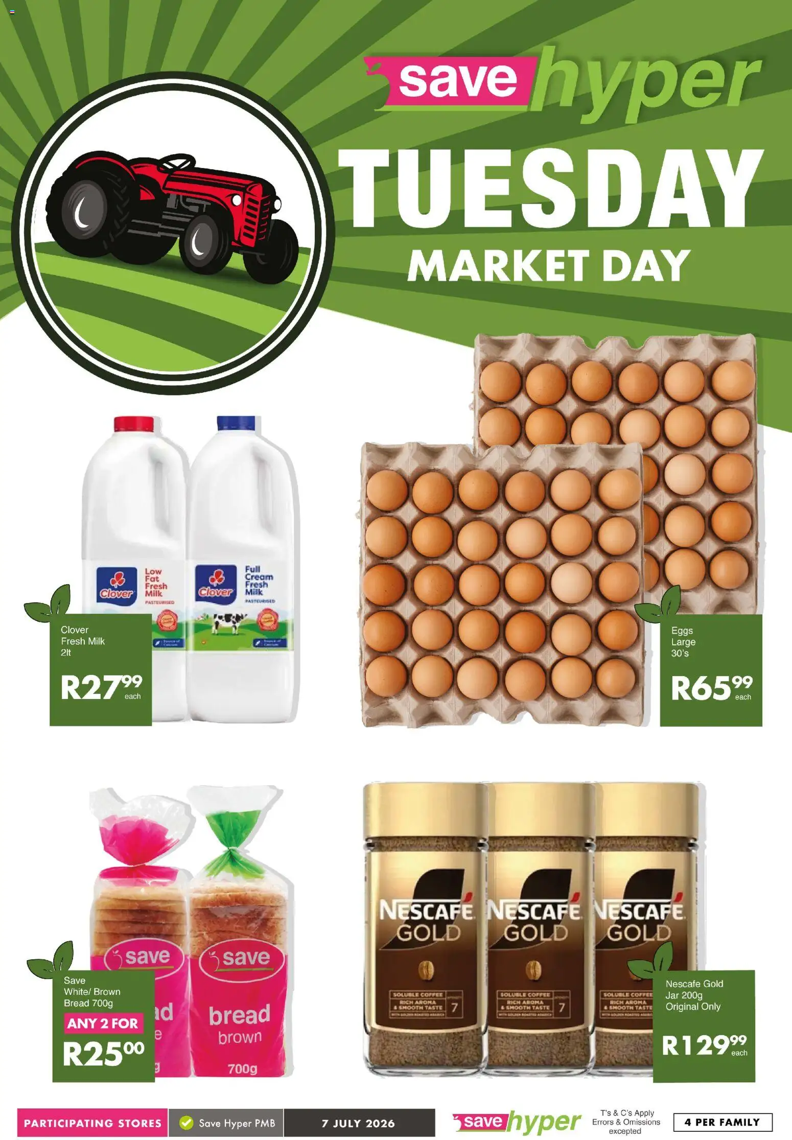 New Save catalogue – valid from 07/07/2026 | Page: 9 | Products: Milk, Bread, Coffee, Cream