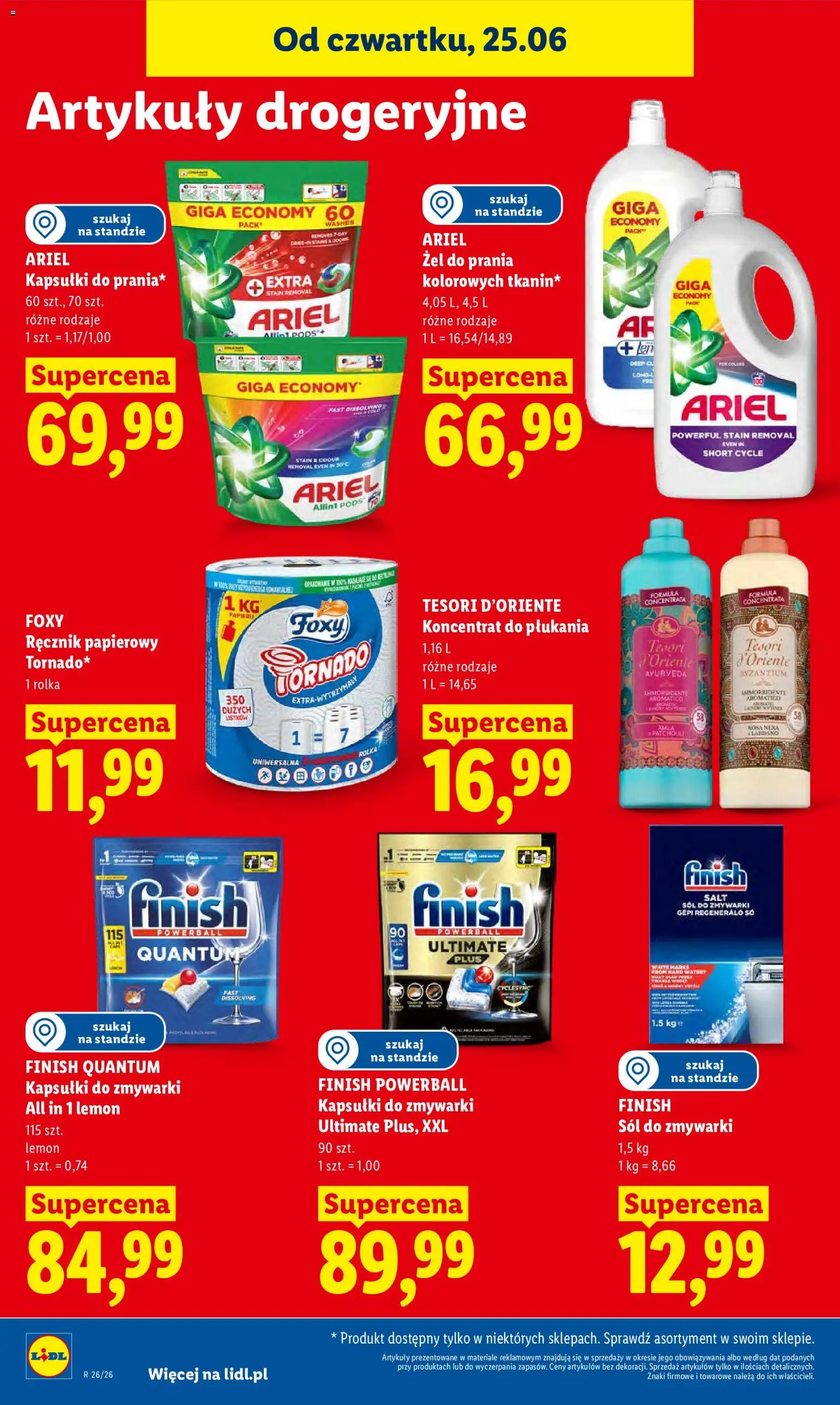 Lidl Polsko leták od 25.06.2026 | Strana: 92 | Produkty: Finish, Tesori d'Oriente, Ariel, Lis