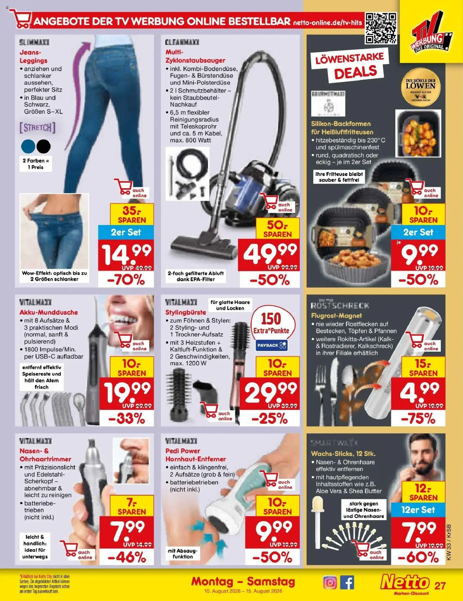 Netto Marken-Discount Prospekt Jüchen (ab 10.08.2026) » Angebote | Seite: 39 | Produkte: Butter, Leggings, Fritteuse, Jeans