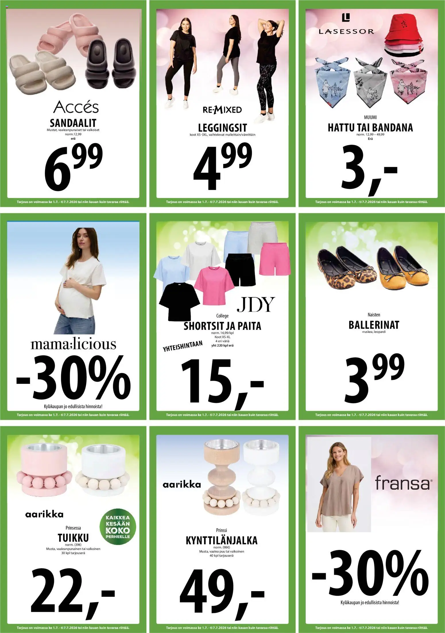 Tuuri tarjoukset – voimassa 01/07/2026 alkaen | Sivu: 24 | Tuotteet: Paita, Leggingsit, Ballerinat, Hattu