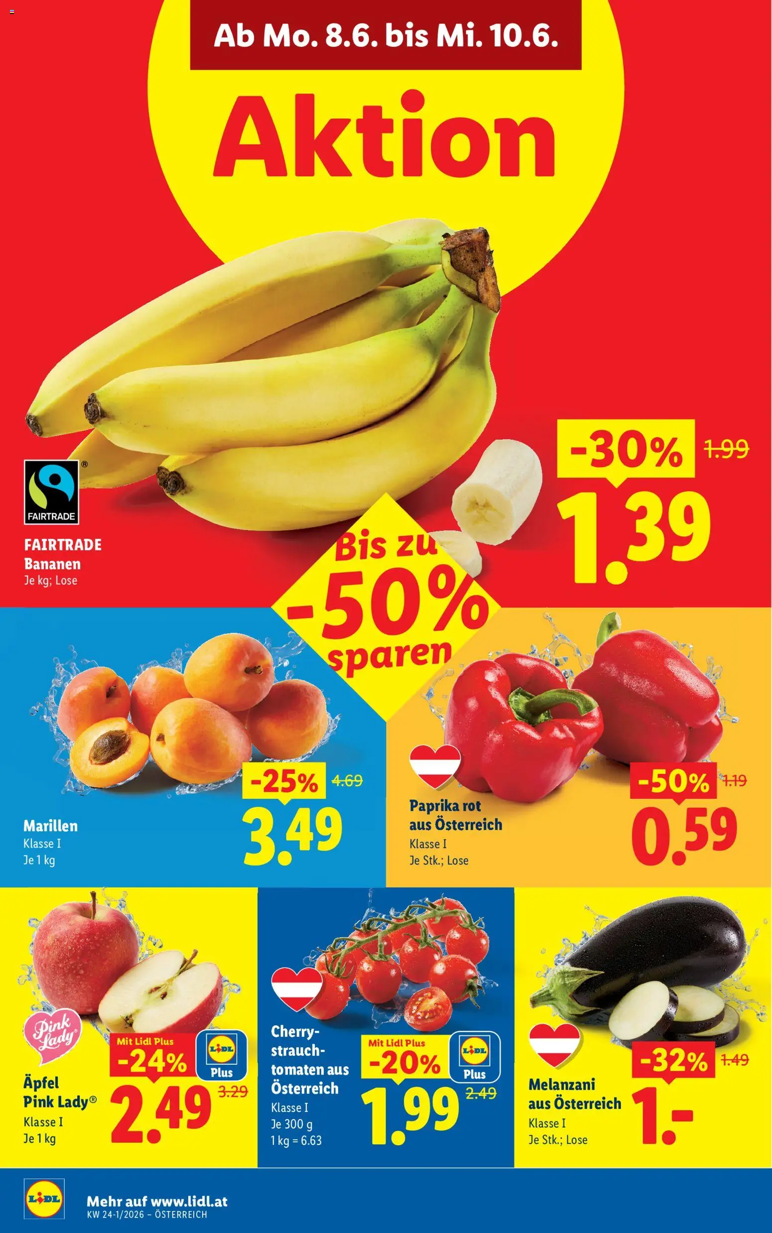 Lidl Flugblatt - Oberpullendorf, Güssing, Oberwart gültig ab 03.06.2026 | Seite: 43 | Produkte: Äpfel, Tomaten, Bananen