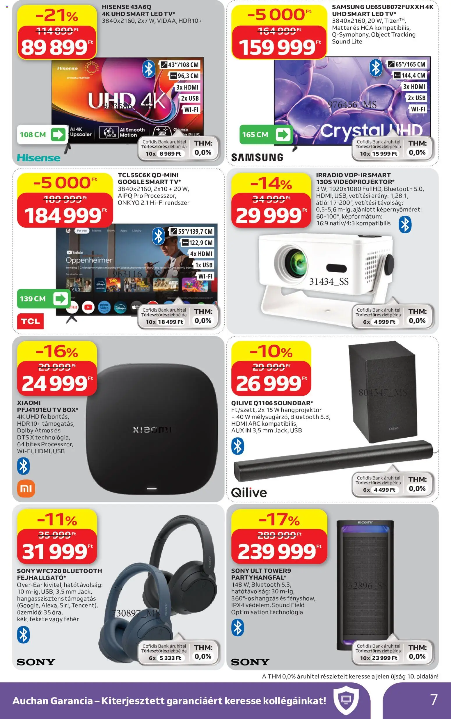 Auchan akciós ujság - amely érvényes a következő dátumtól: 07.05.2026 | Oldal: 7 | Termékek: Videó, USB, TV, Xiaomi